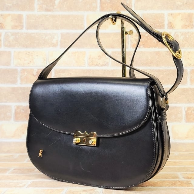 オールドロベルタ ☆ ヴィンテージ レザー ショルダーバッグ ブラック