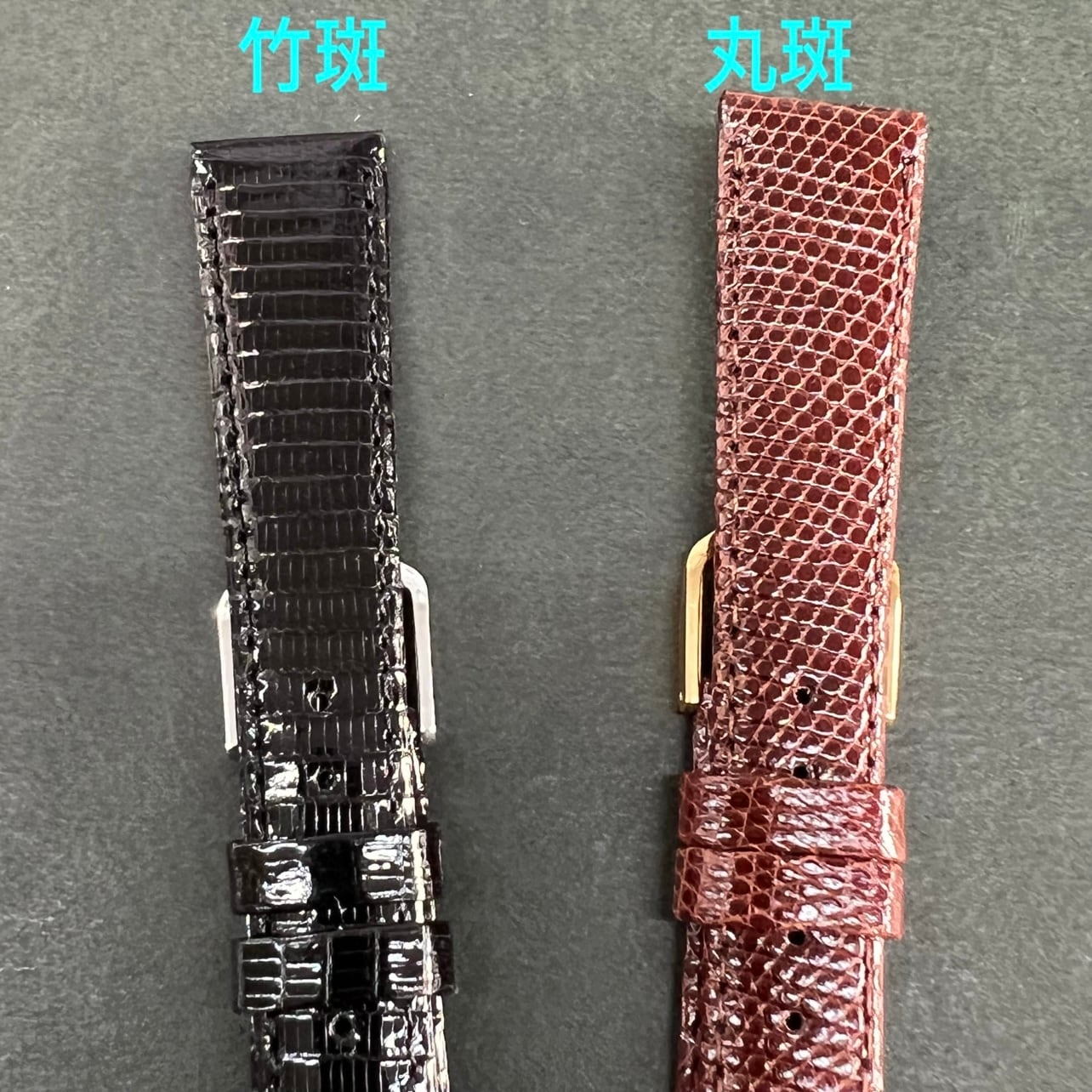 BAMBI バンビ 時計ベルト トカゲ革バンド リザード 黒 チョコ(こげ茶