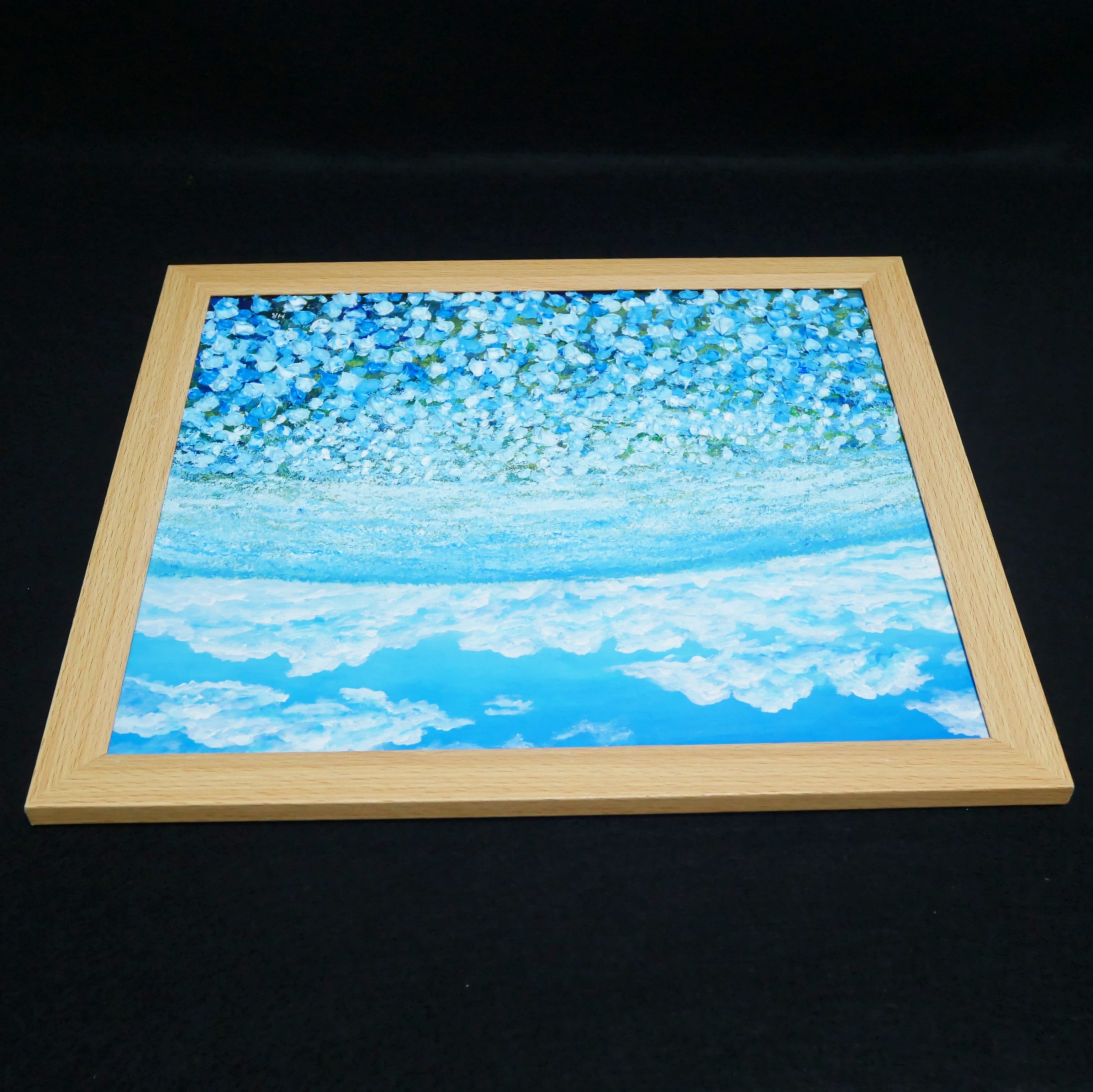 油絵 油彩 油彩画 絵 絵画【空と雲の青い丘】 | HIROSHI1990