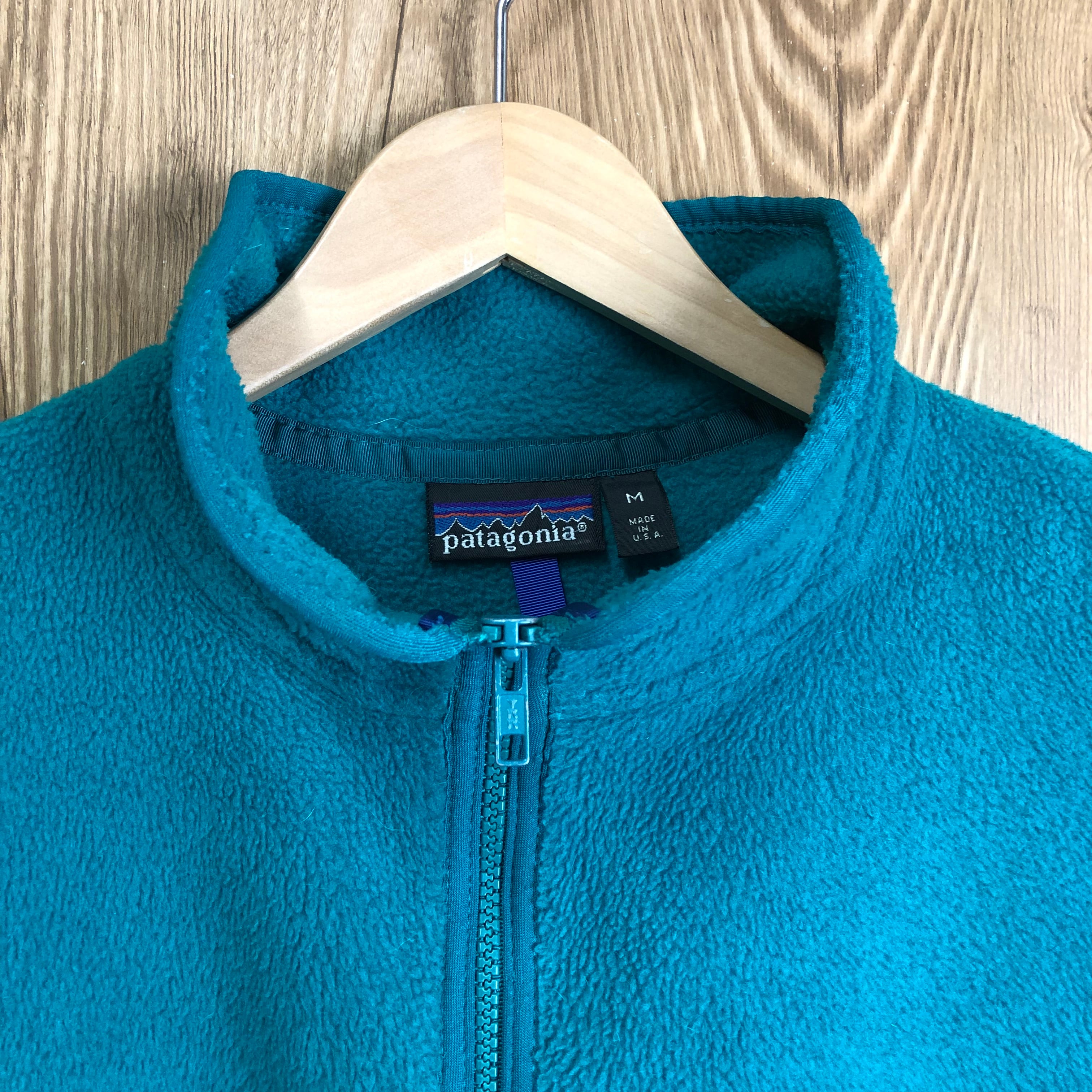 USA製 90s Patagonia パタゴニア フリースベスト 刺繍タグ サイズ