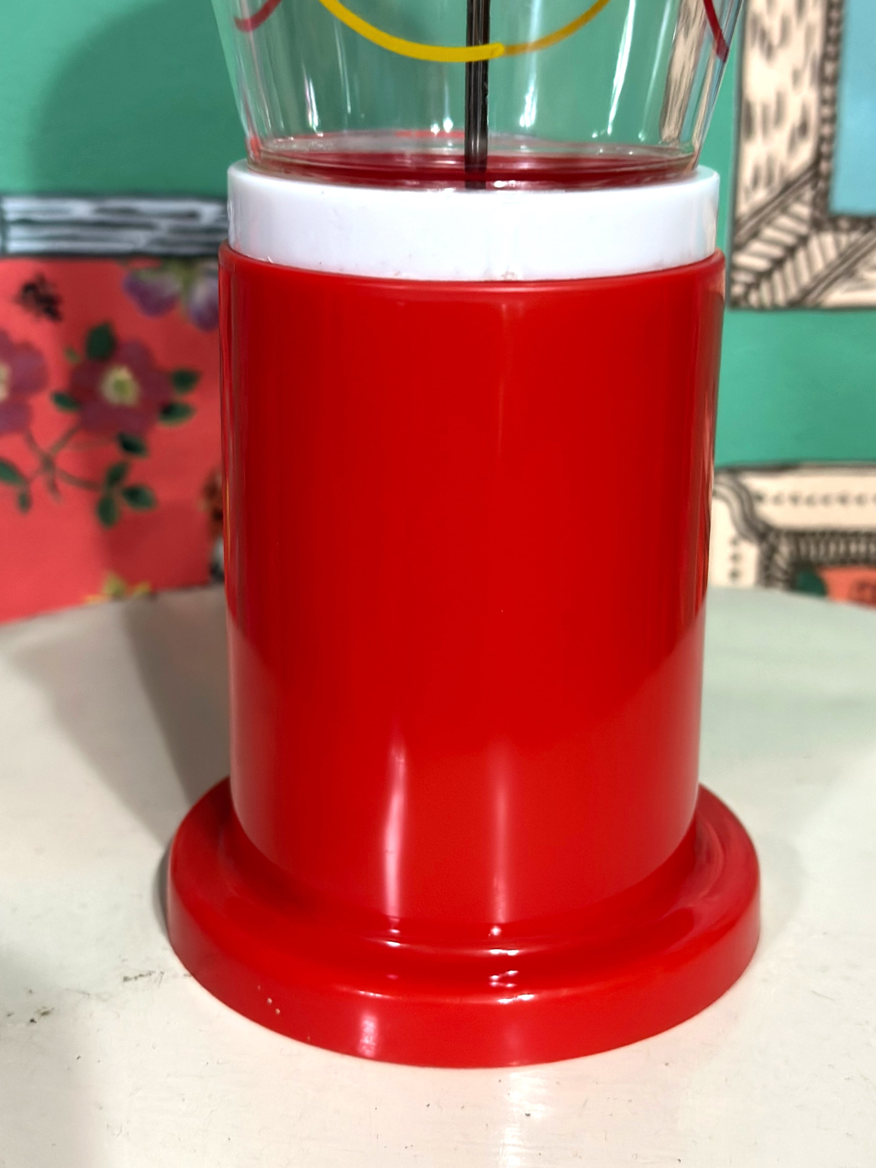 レトロポップ 箸立て カトラリー入れ 赤 トーワ TOWA 花柄 昭和レトロ