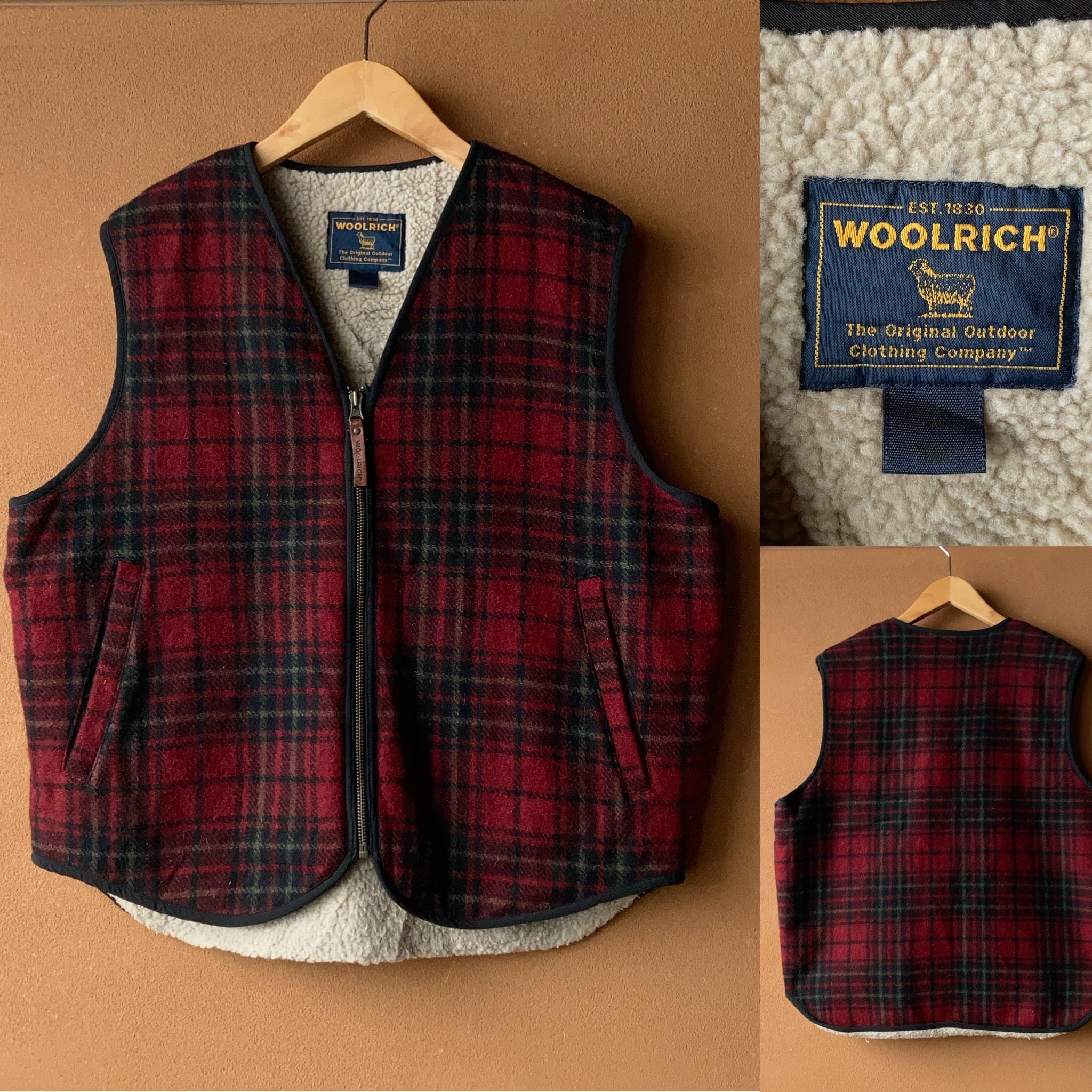WOOLRICH ウールチェックベスト 裏ボア タータンチェック 【1203A02