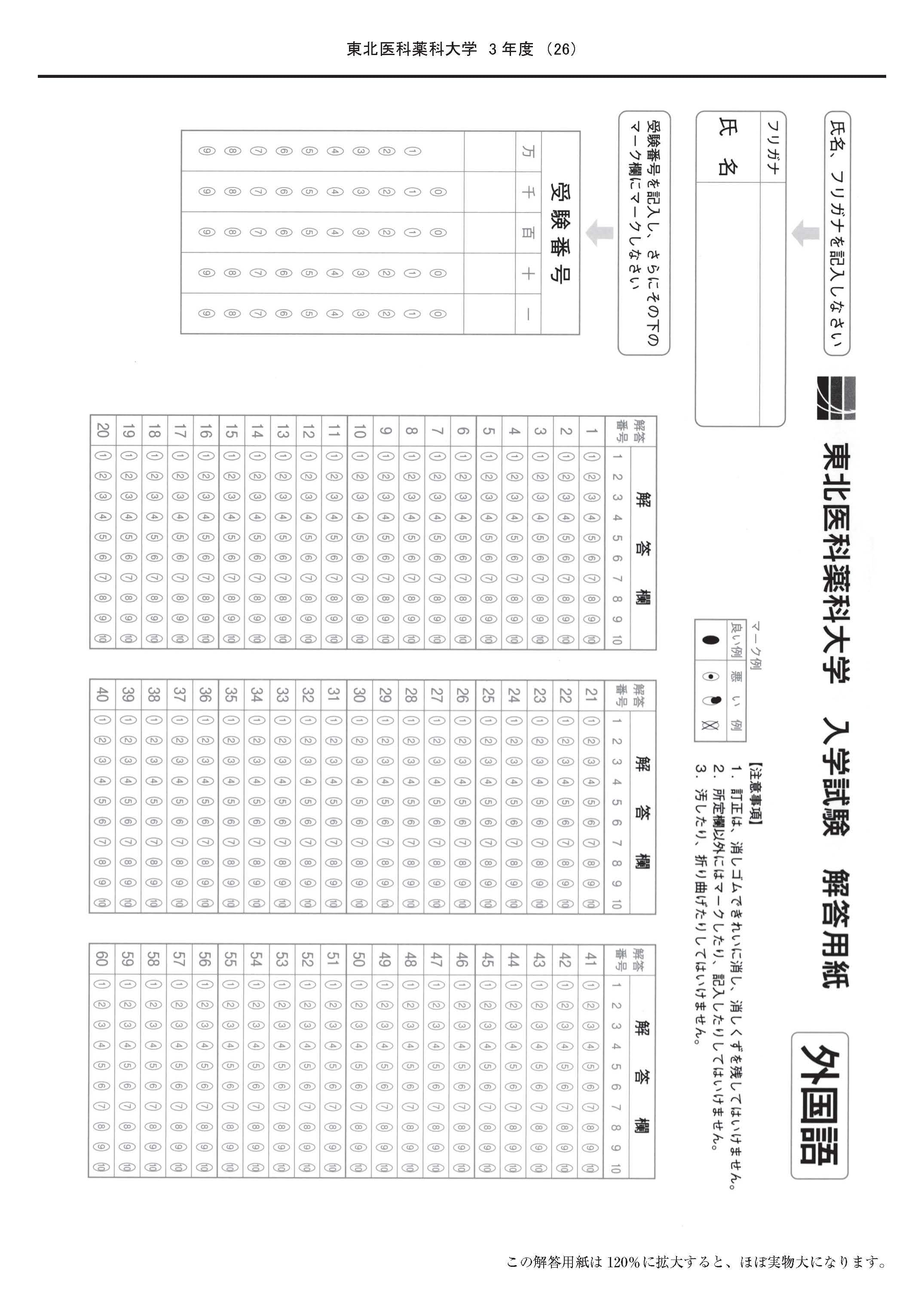 2025年度 私立推薦薬学部入試問題と解答 1.東北医科薬科大学 | 青本