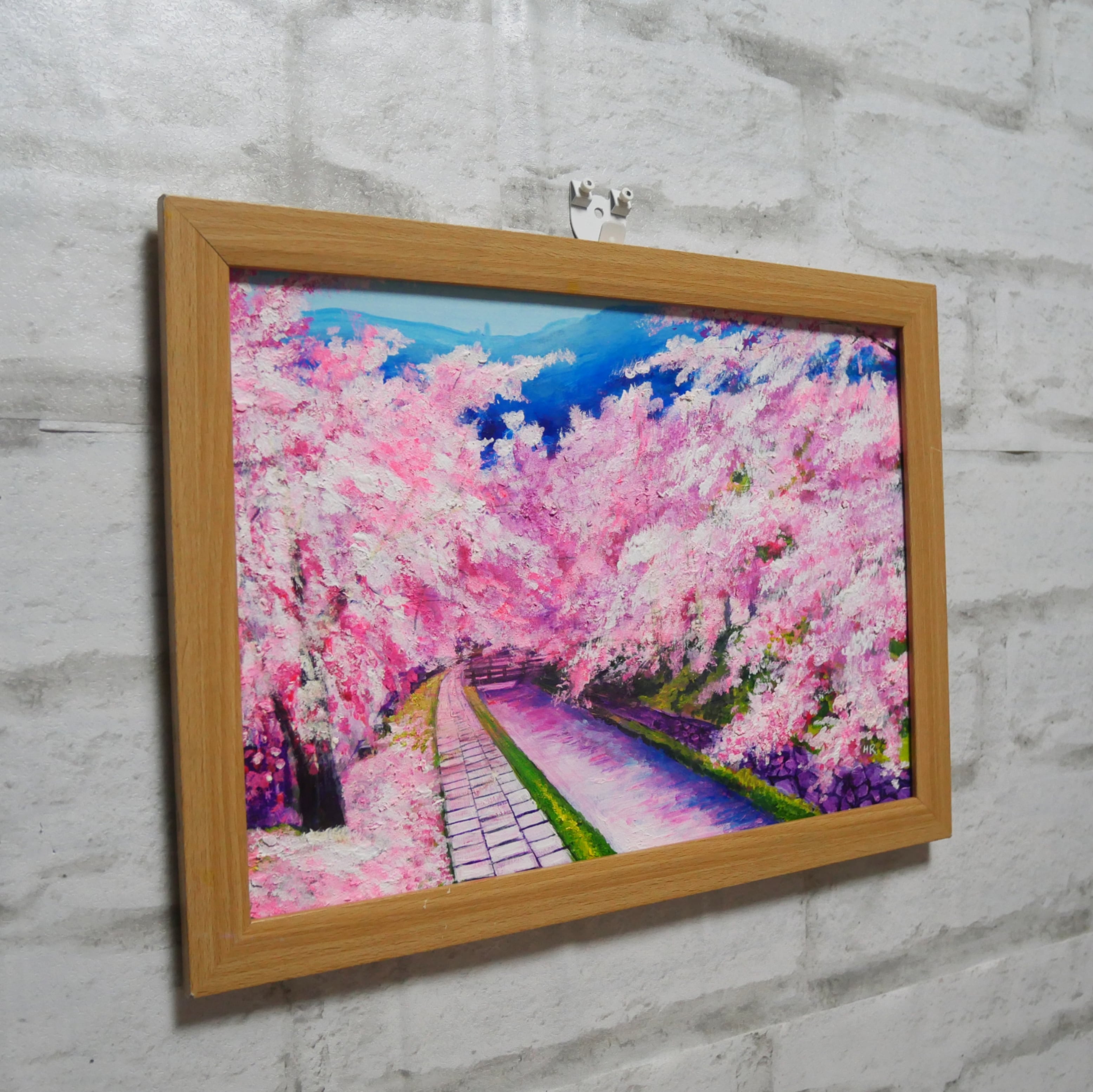 油絵 油彩 油彩画 絵 絵画 【哲学の道の桜】 | HIROSHI1990