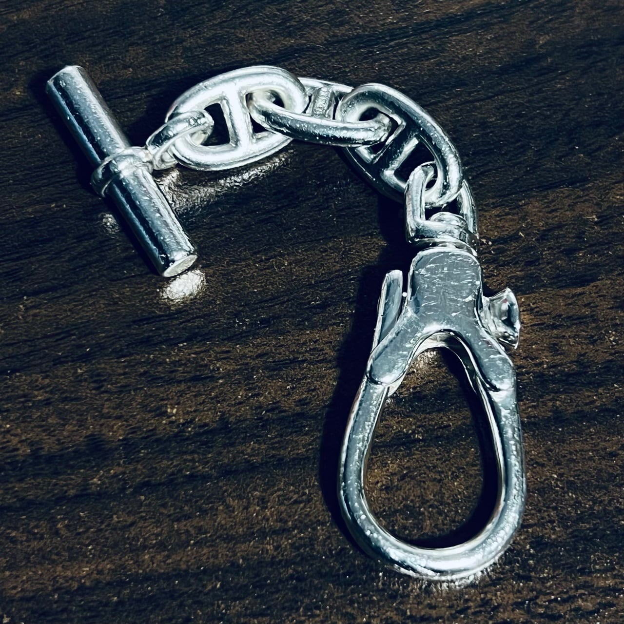 VINTAGE HERMES Chaine d'Ancre Key Chain Sterling Silver