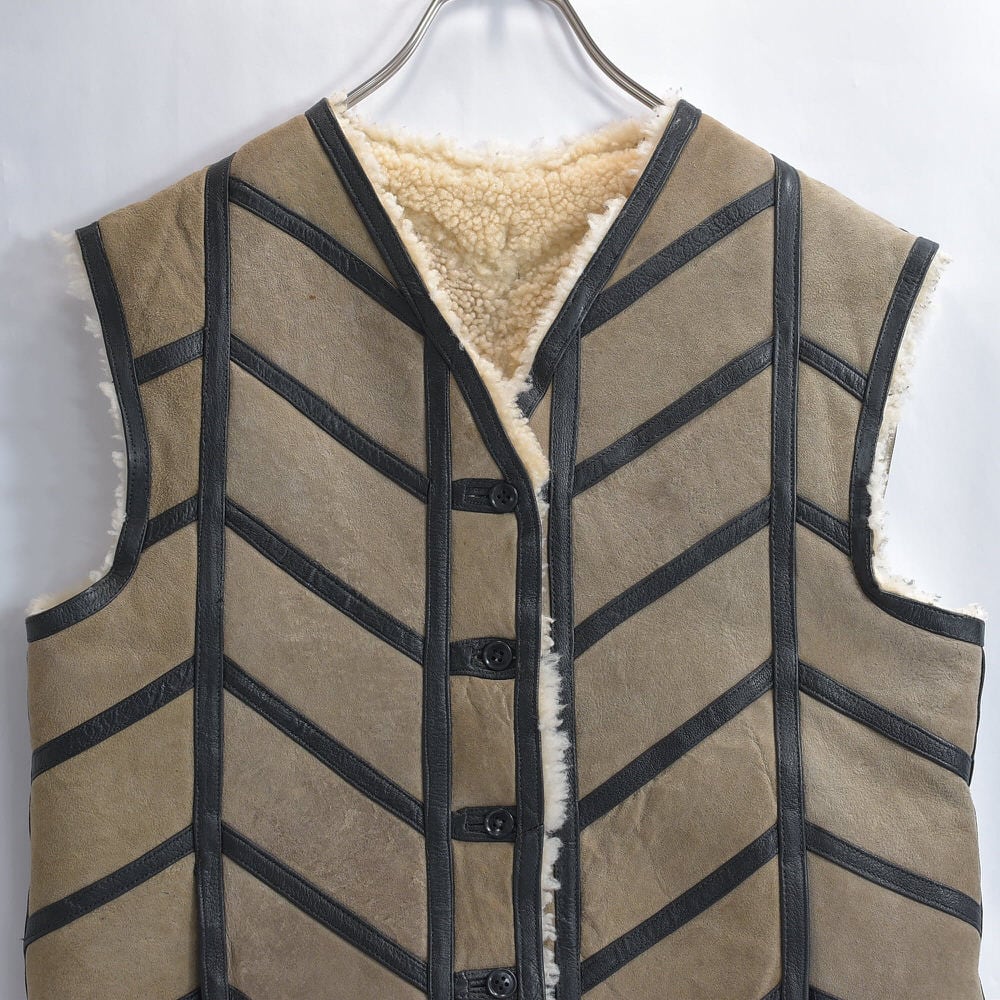 Vintage シアリングベスト ムートン ボアベスト ヴィンテージ
