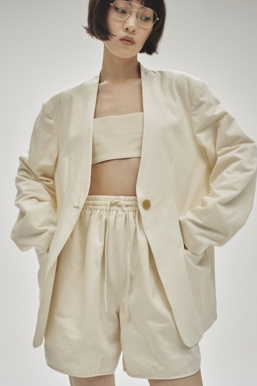 TODAYFUL Collarless Twill Jacket カラーレスツイルジャケット White