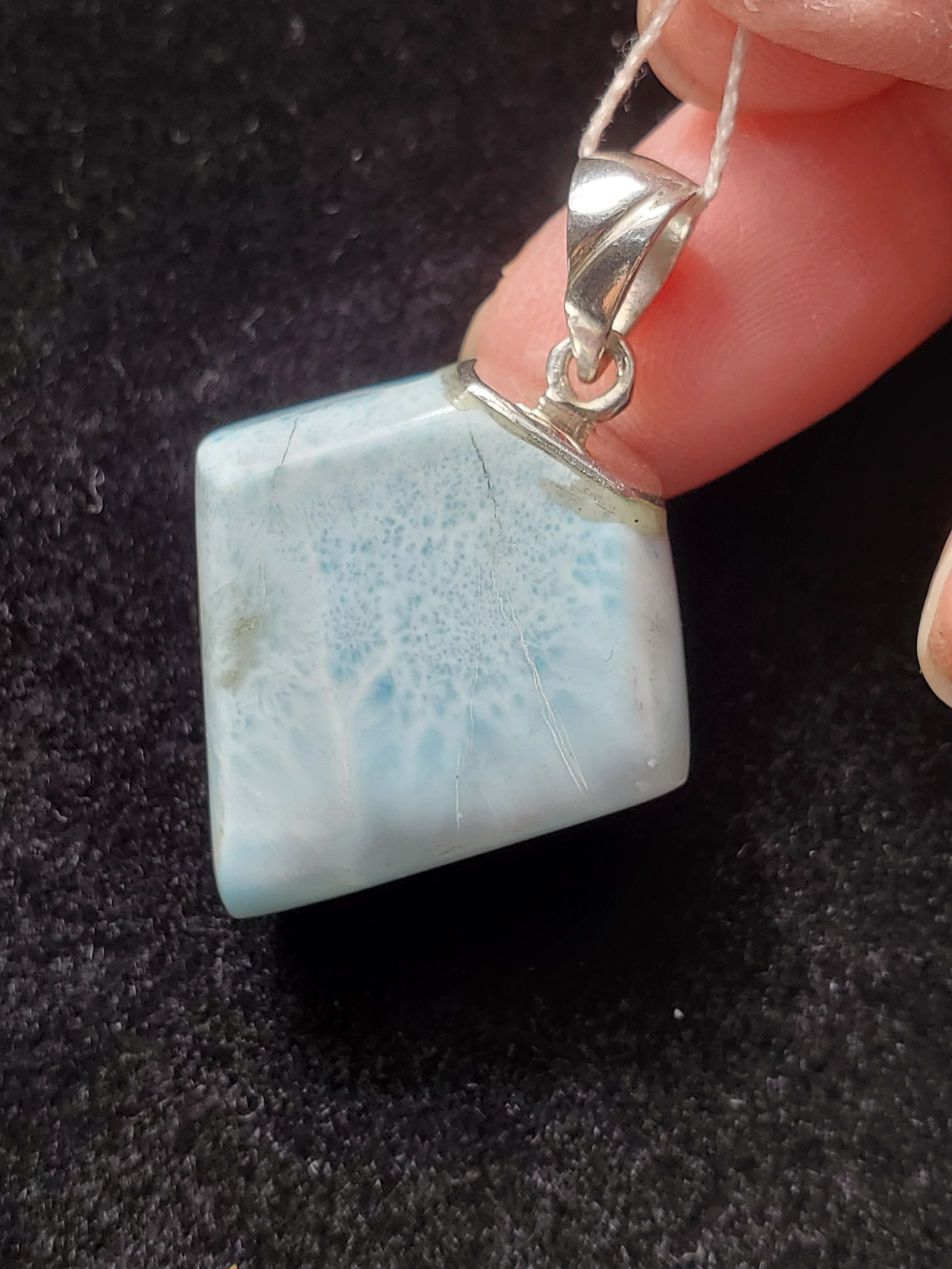 ひし形ラリマー 925silver ペンダントトップ 天然石アクセサリー