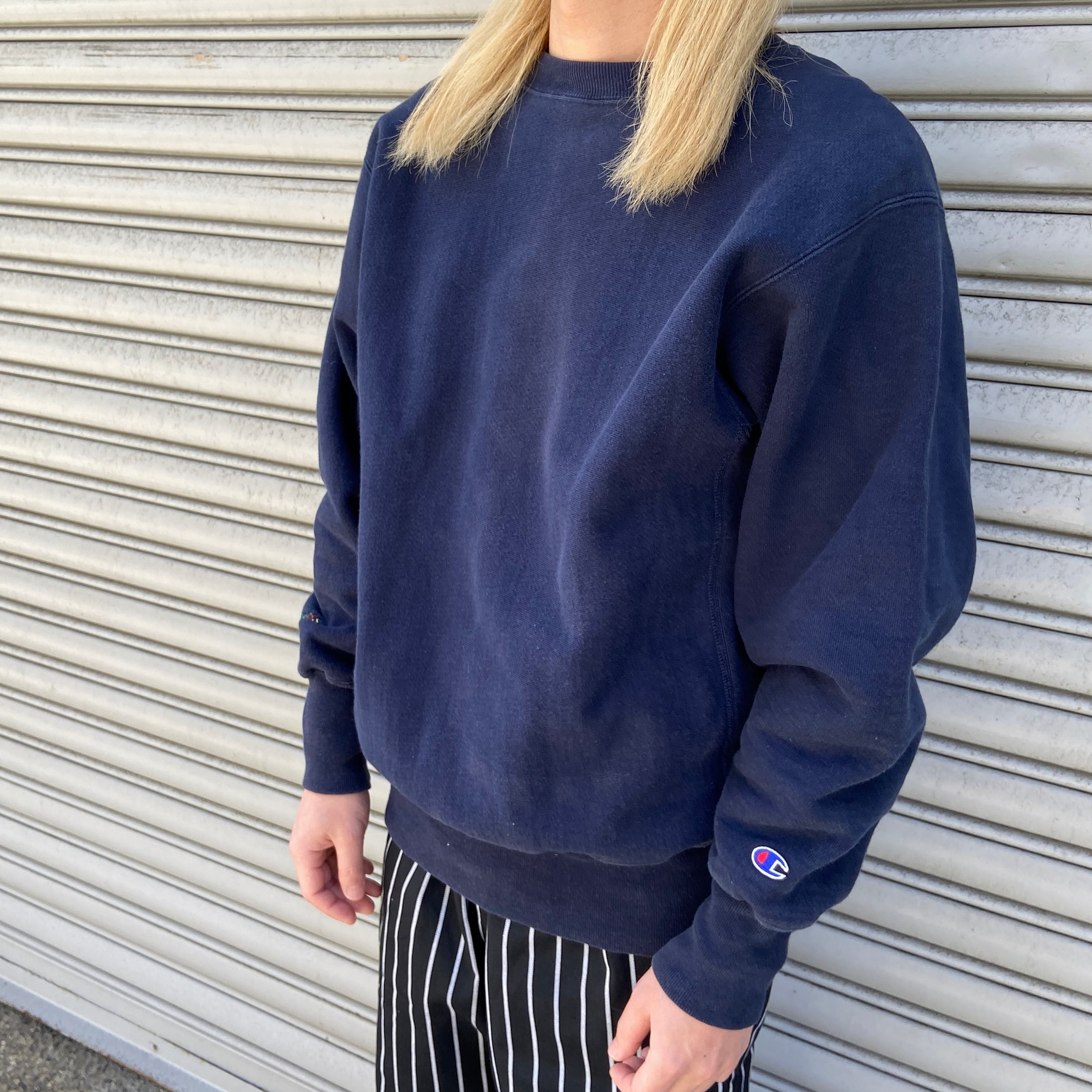 90s USA製 Champion リバースウィーブスウェット 目なし 紺 L | 古着屋 Uan