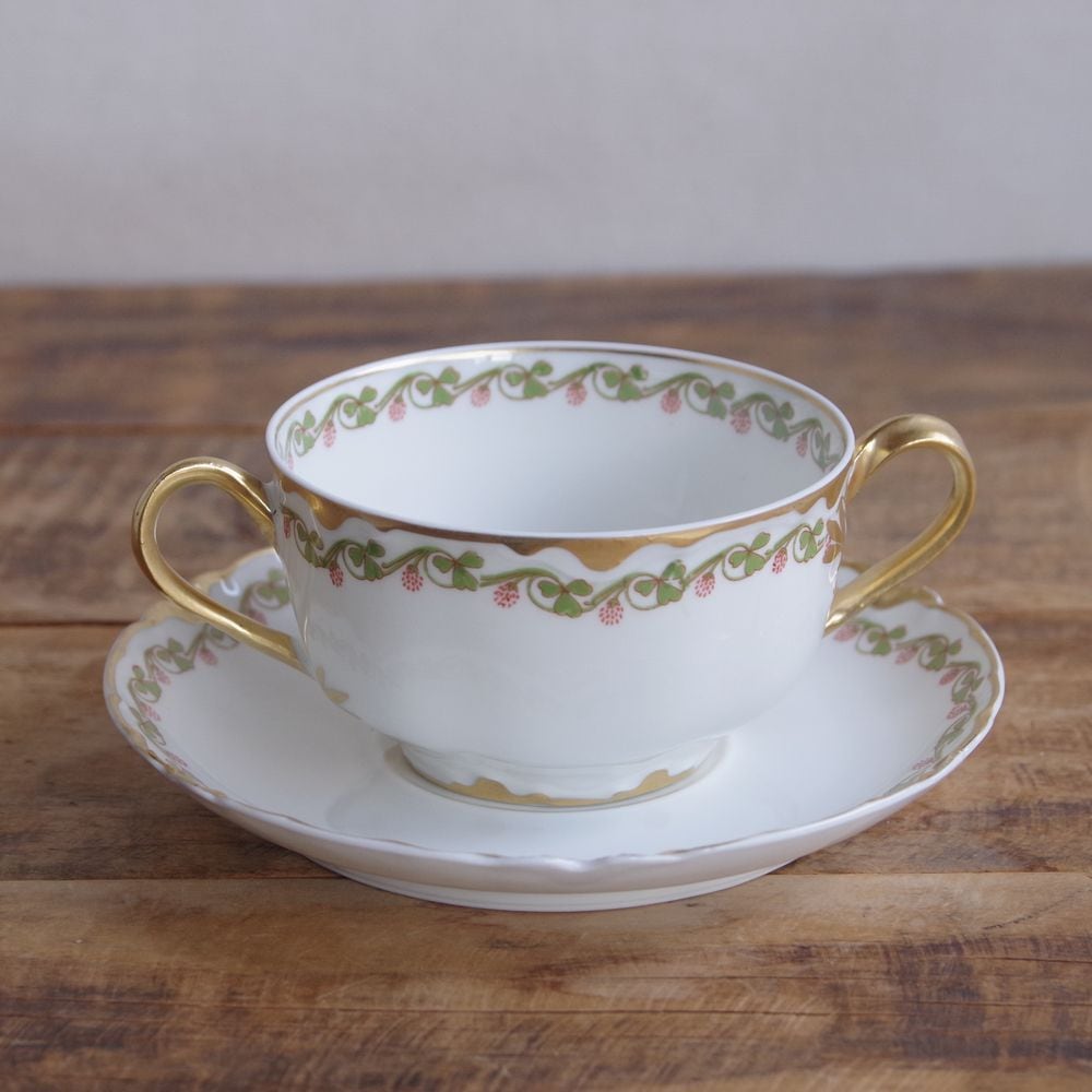 フランス アンティーク 食器 陶器 リモージュ アビランド クローバー柄