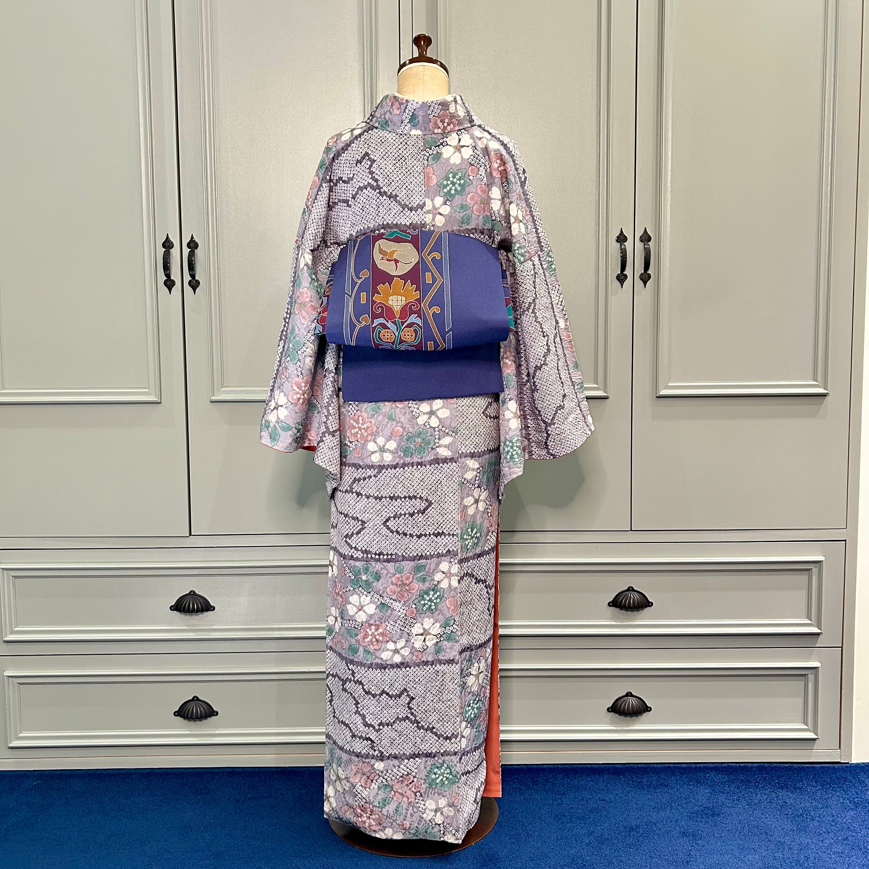 tall＊さくらひらひら＊桜 鹿の子 流水 小紋着物 B006 | kimono tento