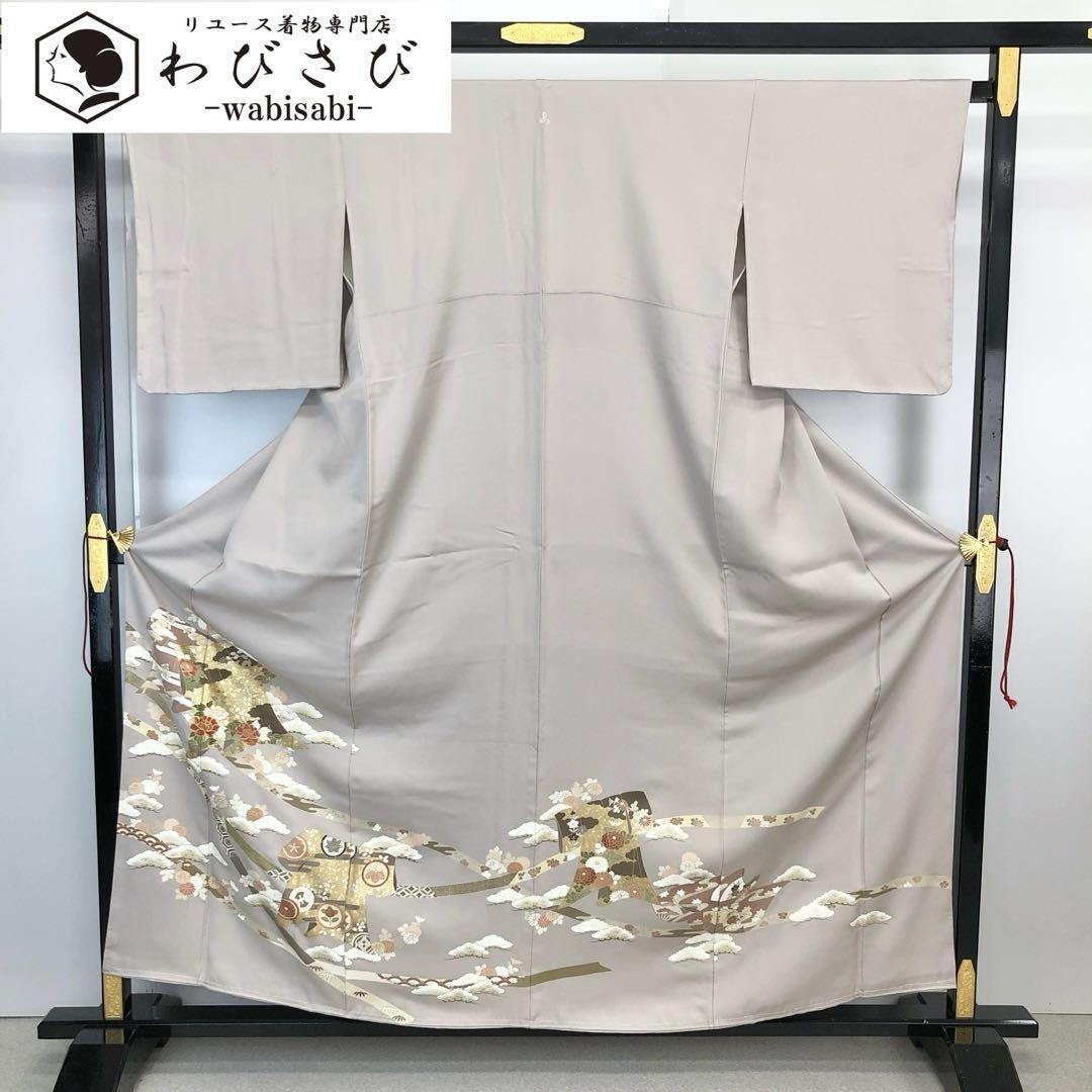 付下げ 飛び柄花柄模様 叩き染 青碧色 トールサイズ K-3226