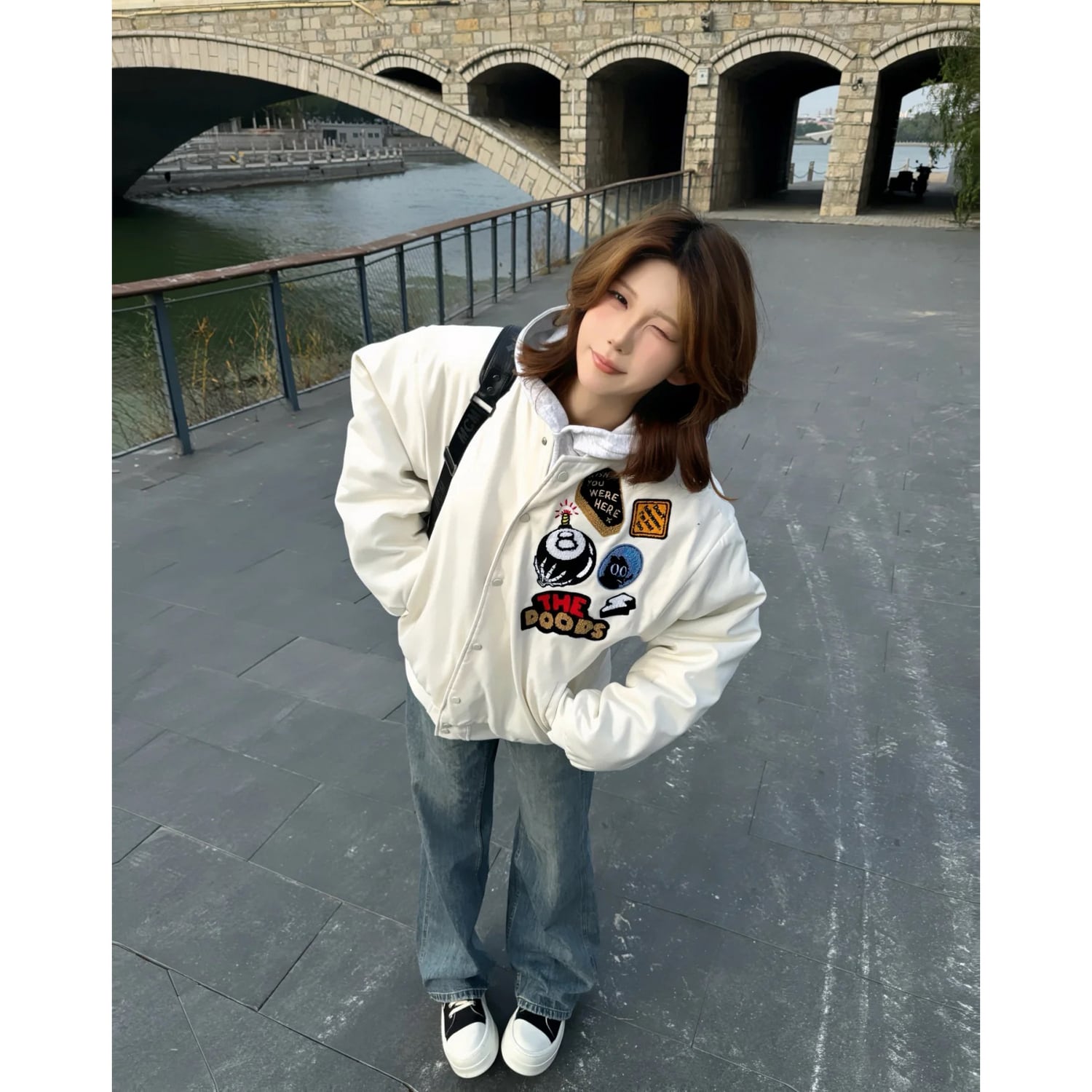 暖かさUP】ブラック8刺繍 中綿スタジャン T1398 | wshot