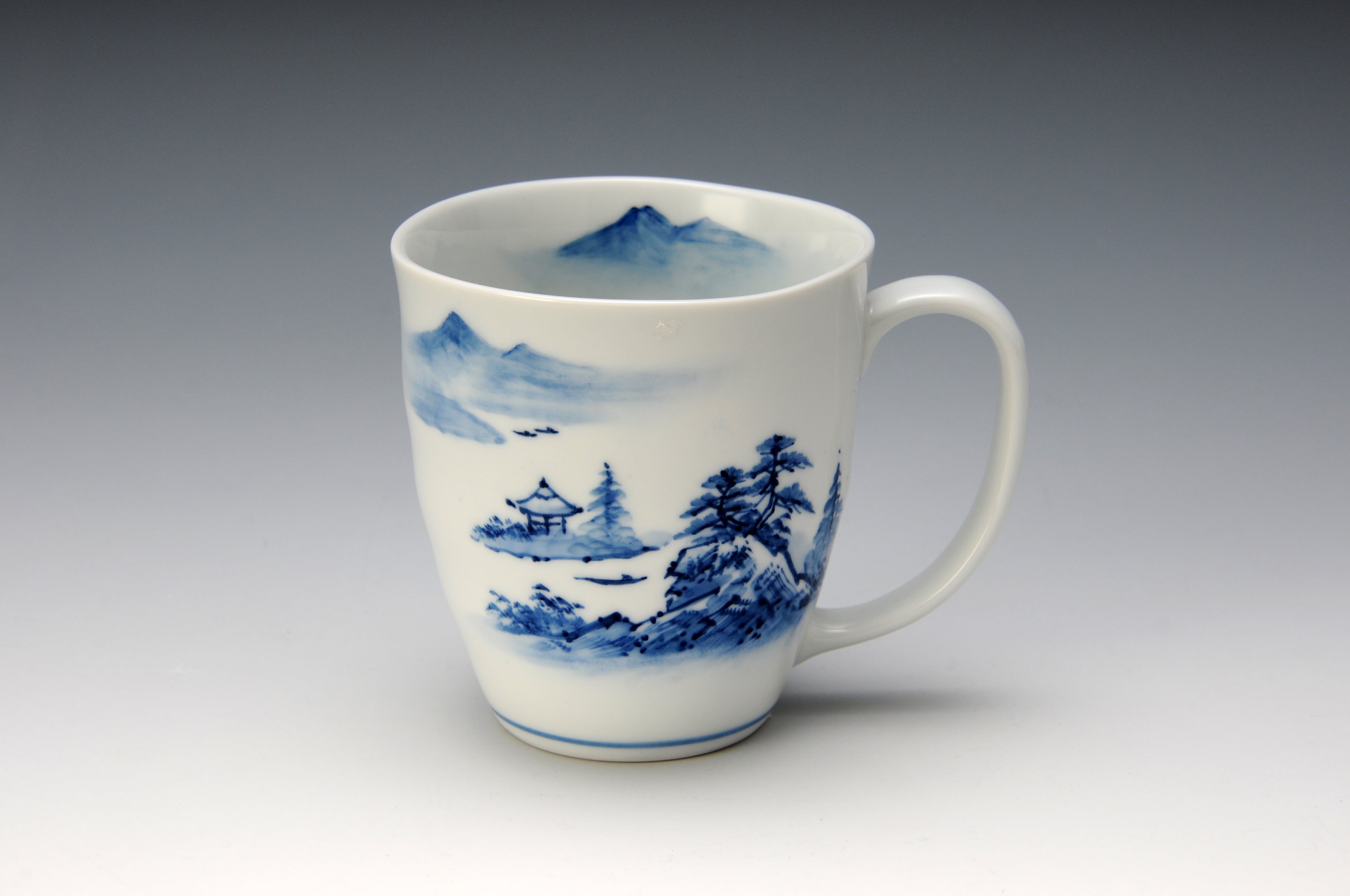 有田焼 手描き 染付 山水絵 マグカップ 大 | ギャラリー 紫香