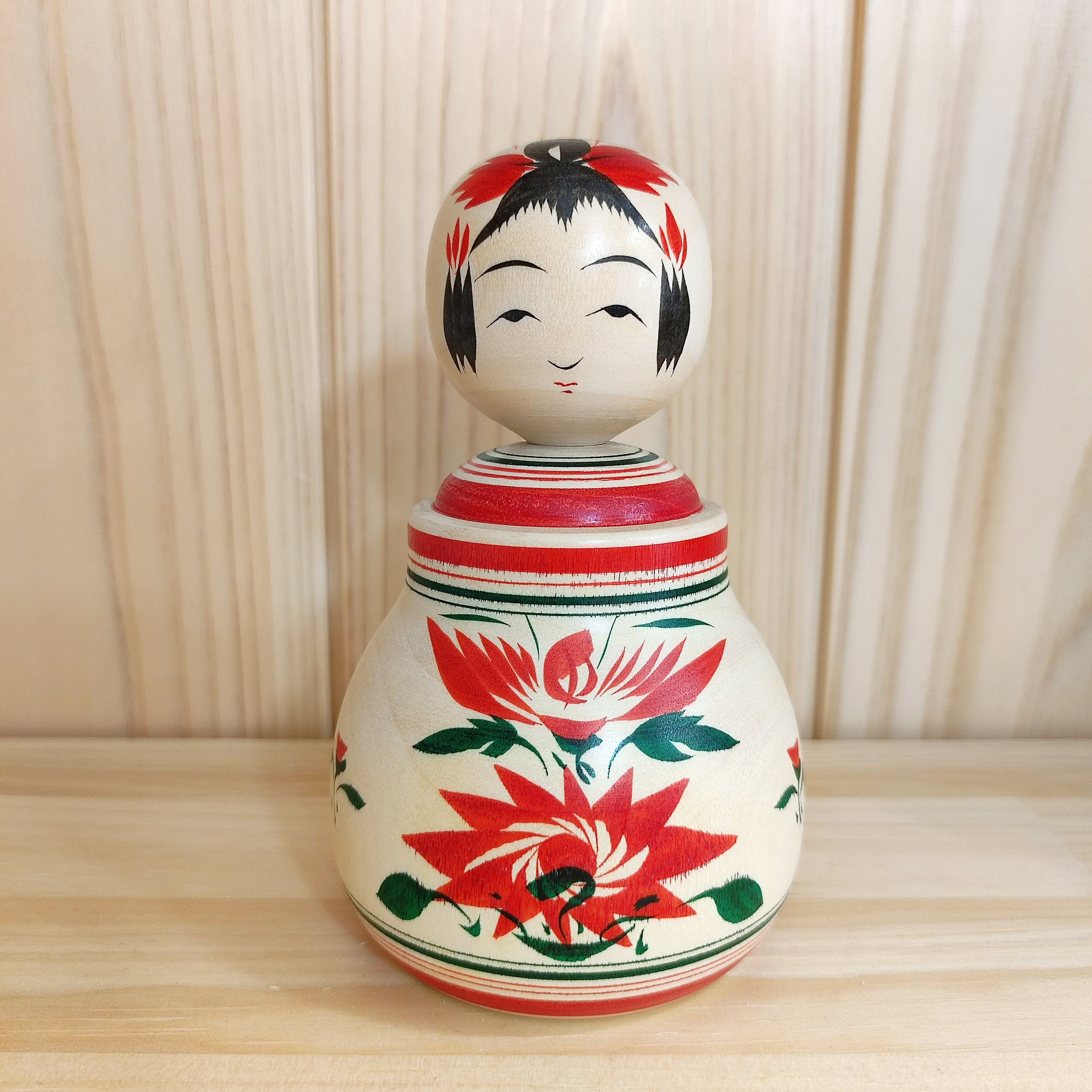 大沼秀顕工人：鳴子系】ねまりこ 赤・緑 菊：13cm N4HO-5