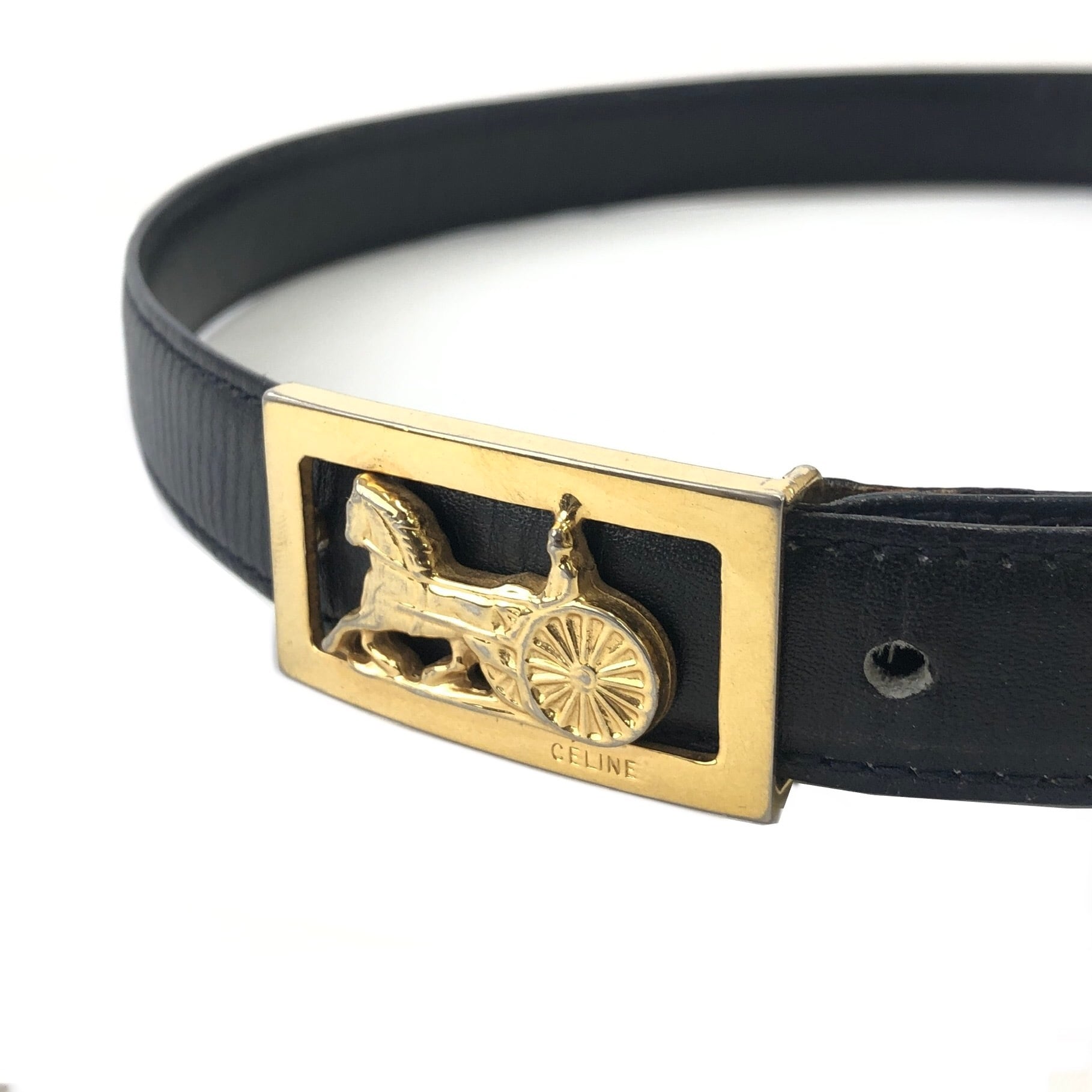 CELINE セリーヌ 馬車 ホースキャリッジ レザー ベルト ブラック