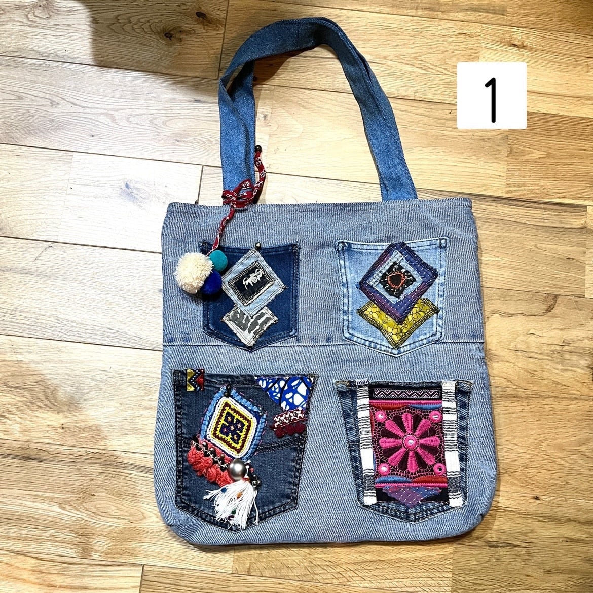 4ポケットリメイクデニムトートバッグ | アジアン雑貨ルチュ