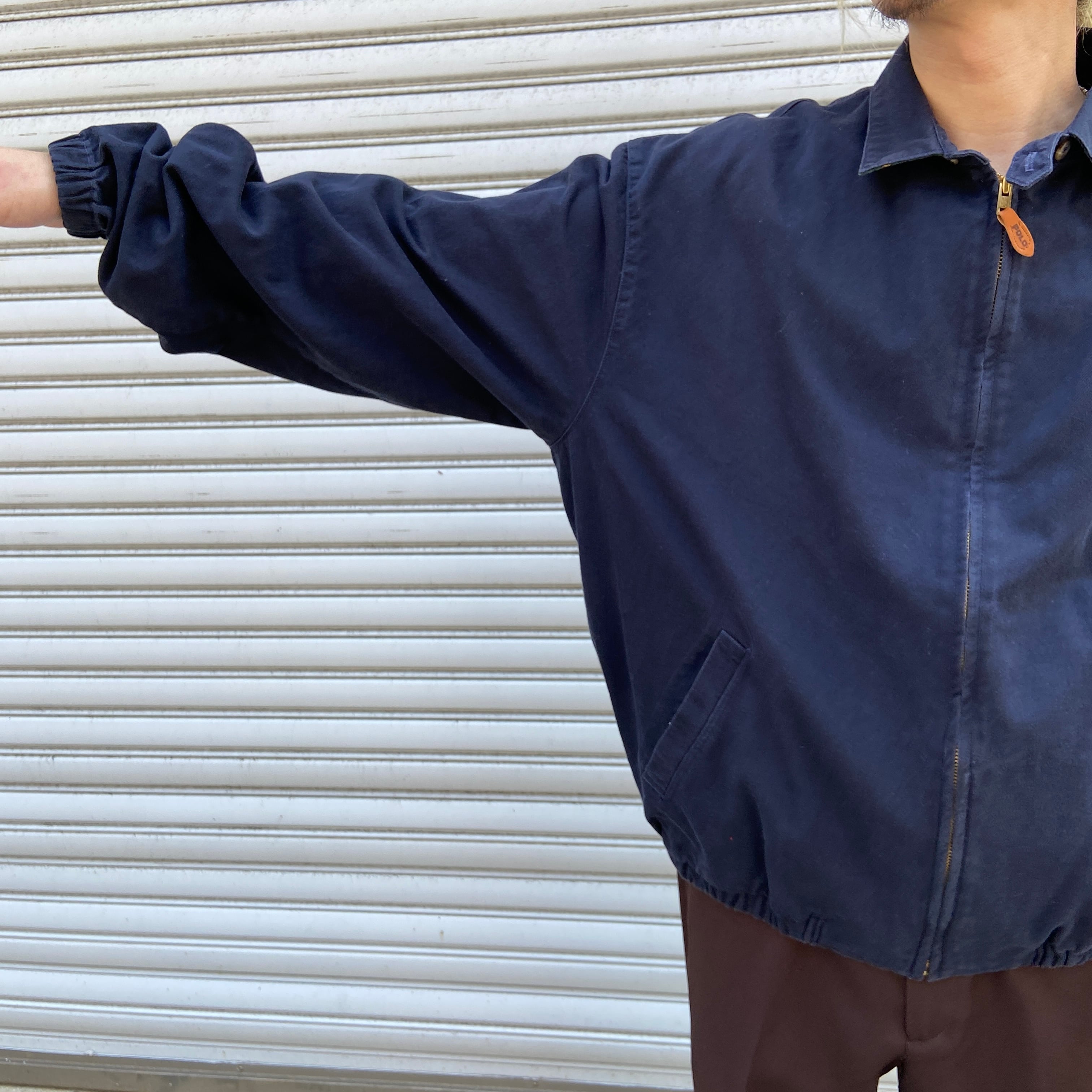 80s USA製 ラルフローレン スウィングトップジャケット ネイビー XL