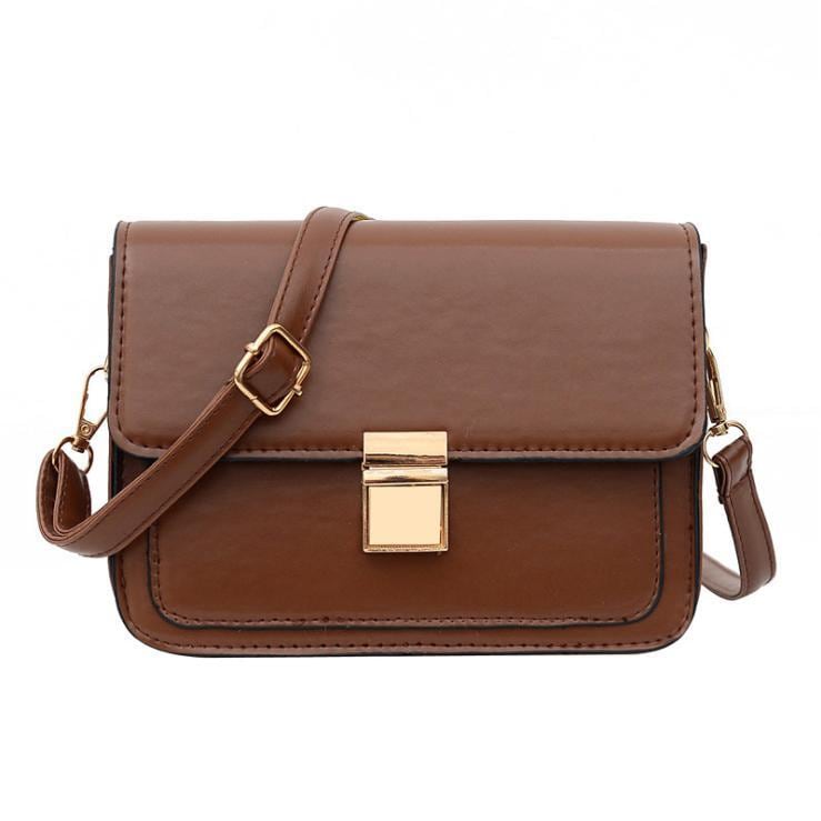 新品 ショルダーバッグ レディース おしゃれ 黒茶金 ダークブラウン