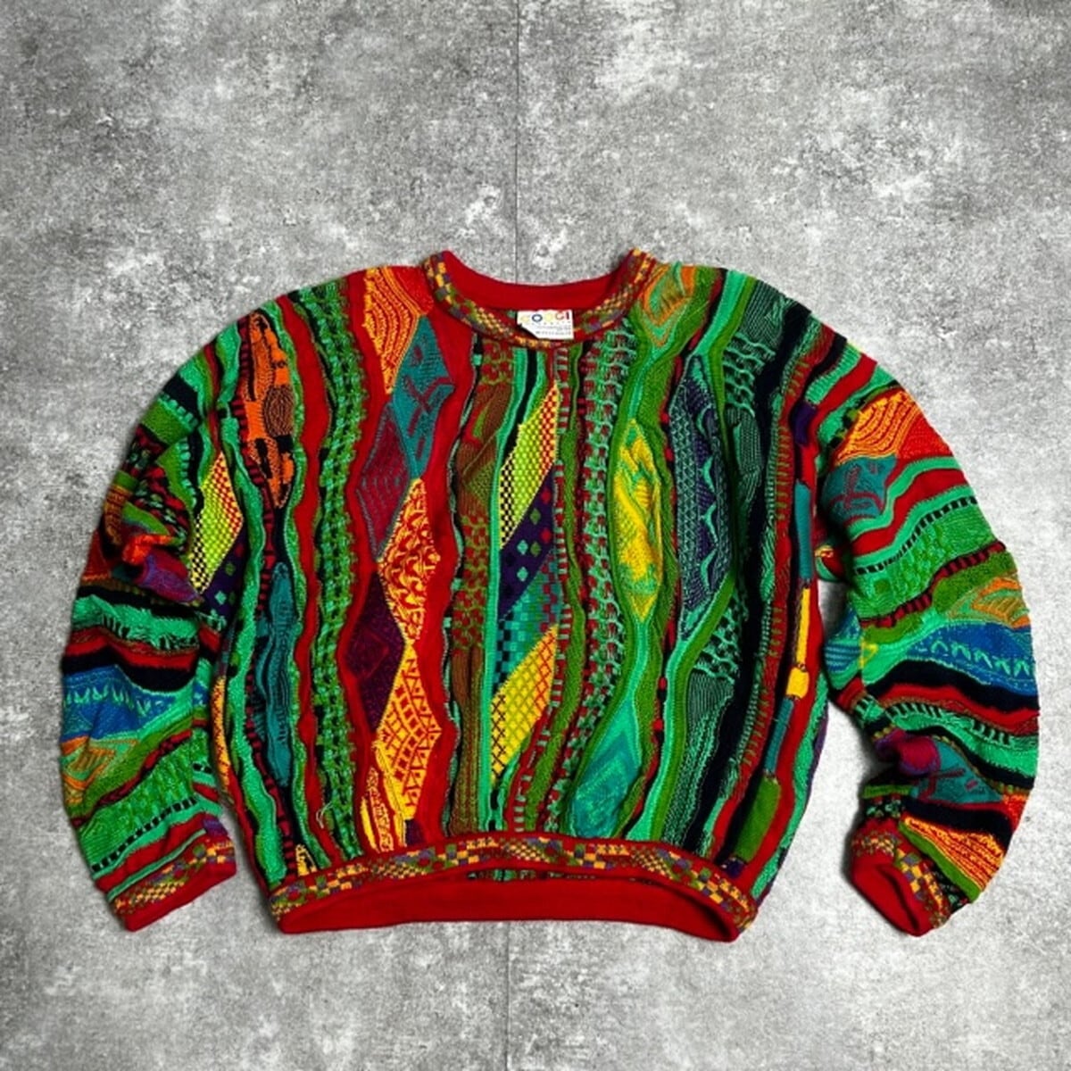 COOGI クージー 総柄 3D コットン ニット セーター Australia製 SIZE