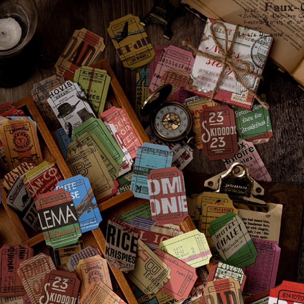 コラージュ素材 ロールチケット ヴィンテージ 古い紙物 コラージュ素材