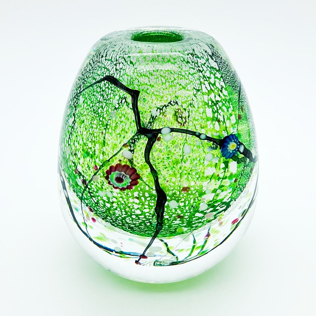 現代の名工 黒木国昭 銀彩象嵌 「光琳」 爽 グリーン 花瓶 芸術品 作家