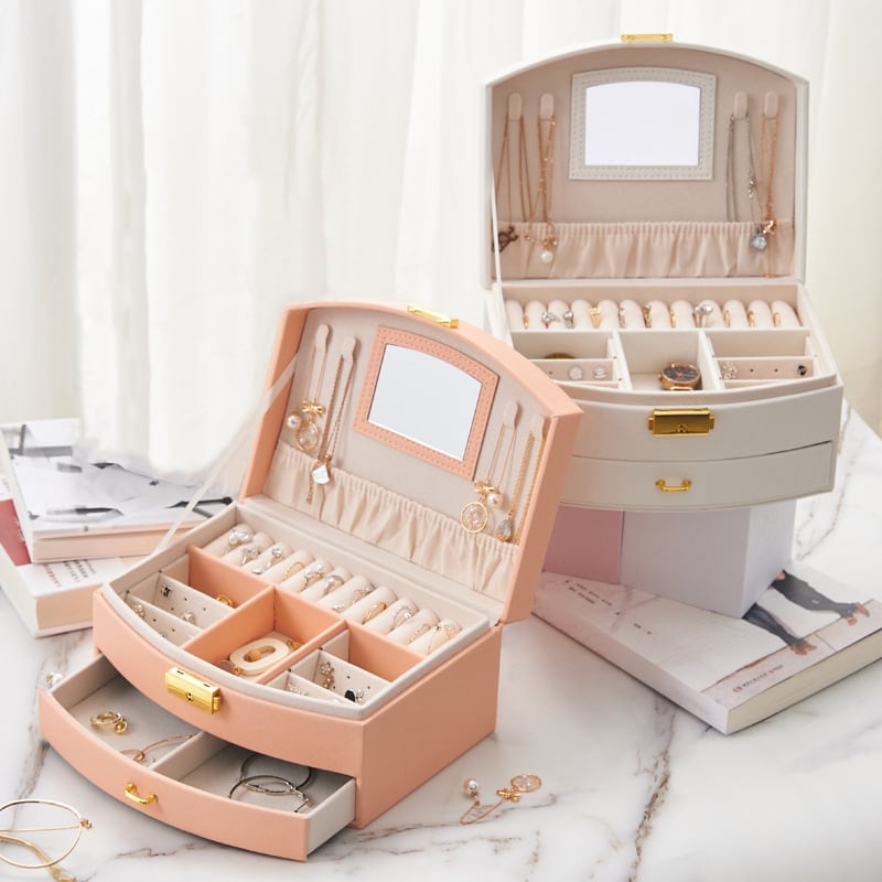 半額訳あり商品】ピンクのみ アクセサリーボックス 引出し大容量 鍵