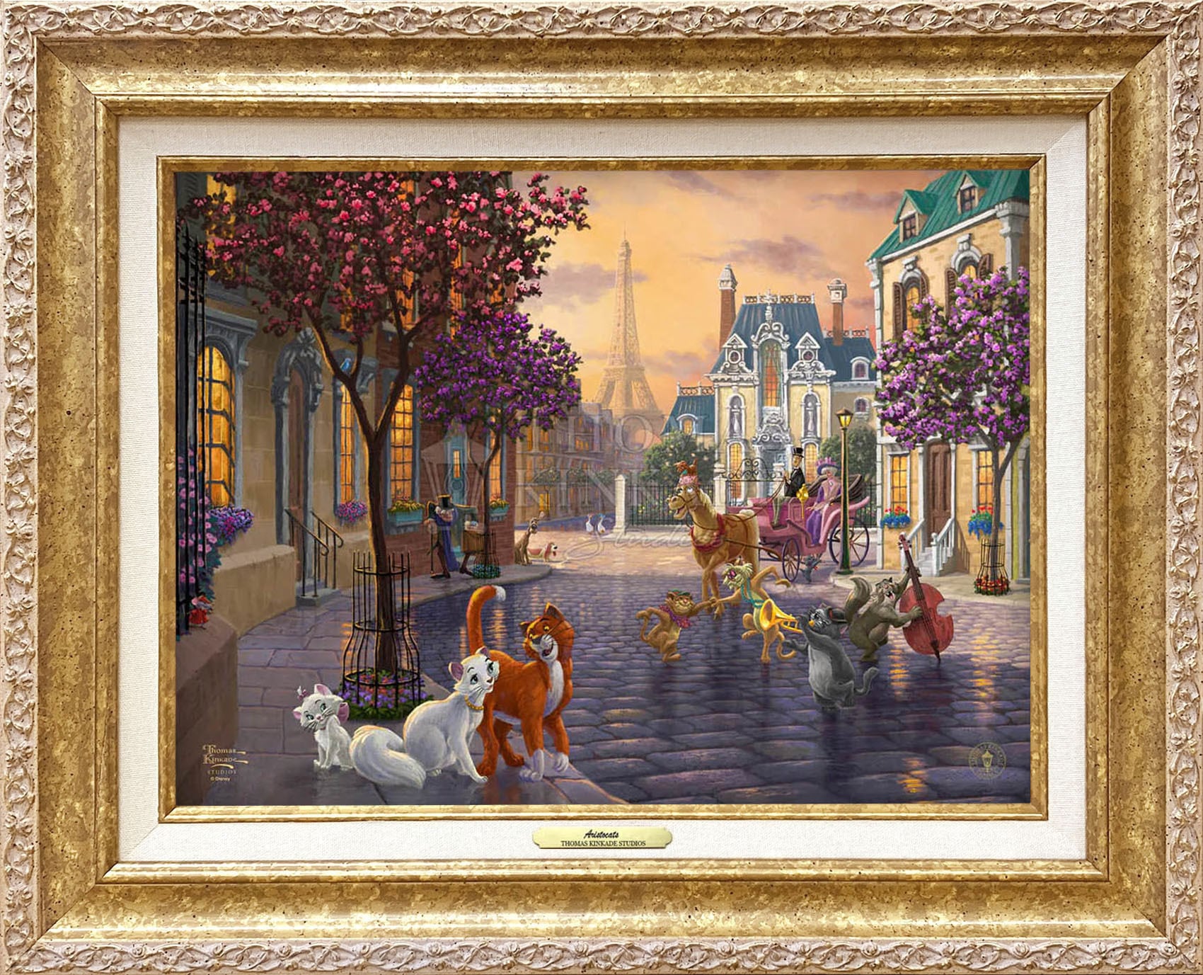 ディズニー絵画「おしゃれキャット」作品証明書 展示用フック付