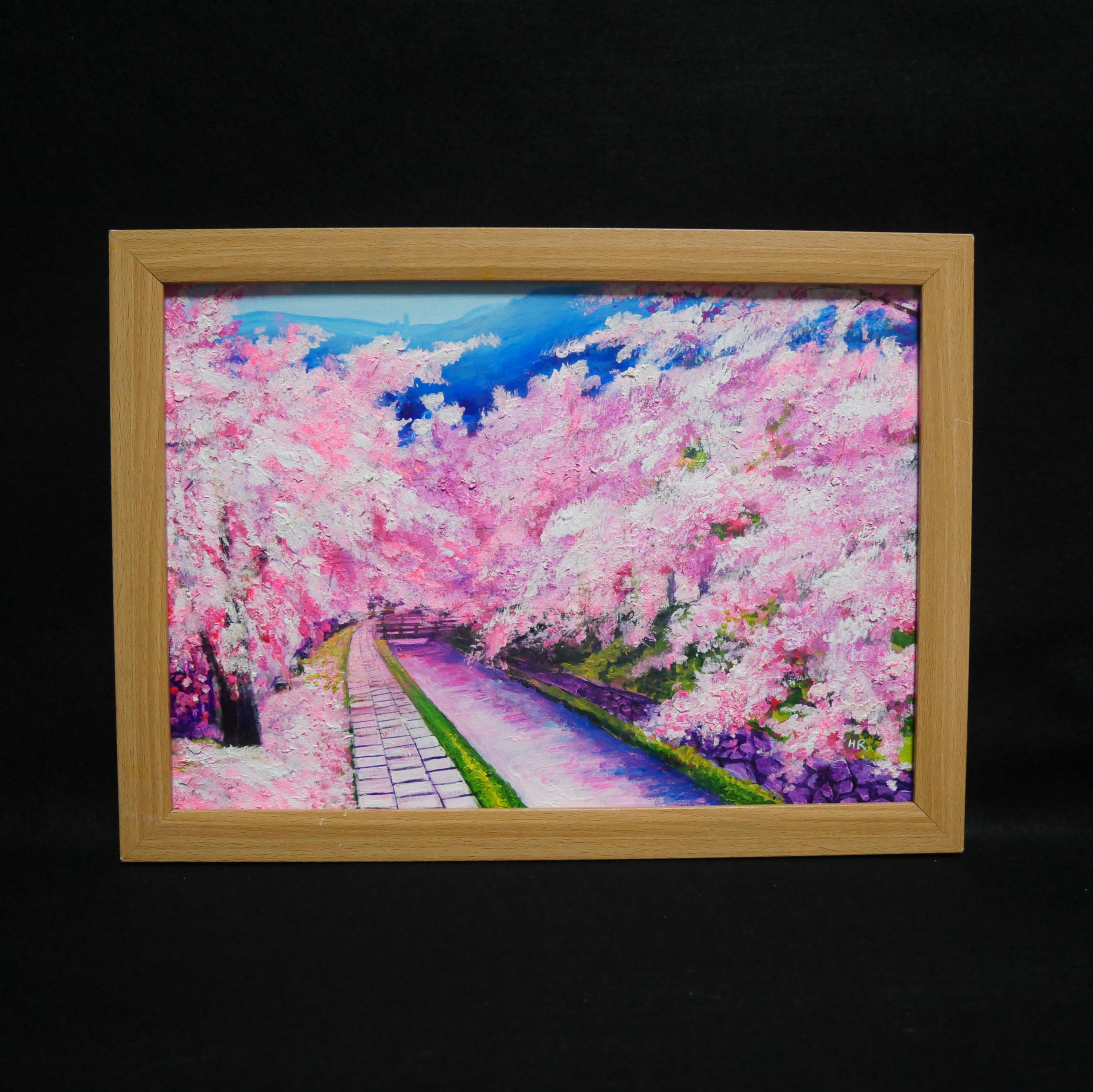 油絵 油彩 油彩画 絵 絵画 【哲学の道の桜】 | HIROSHI1990