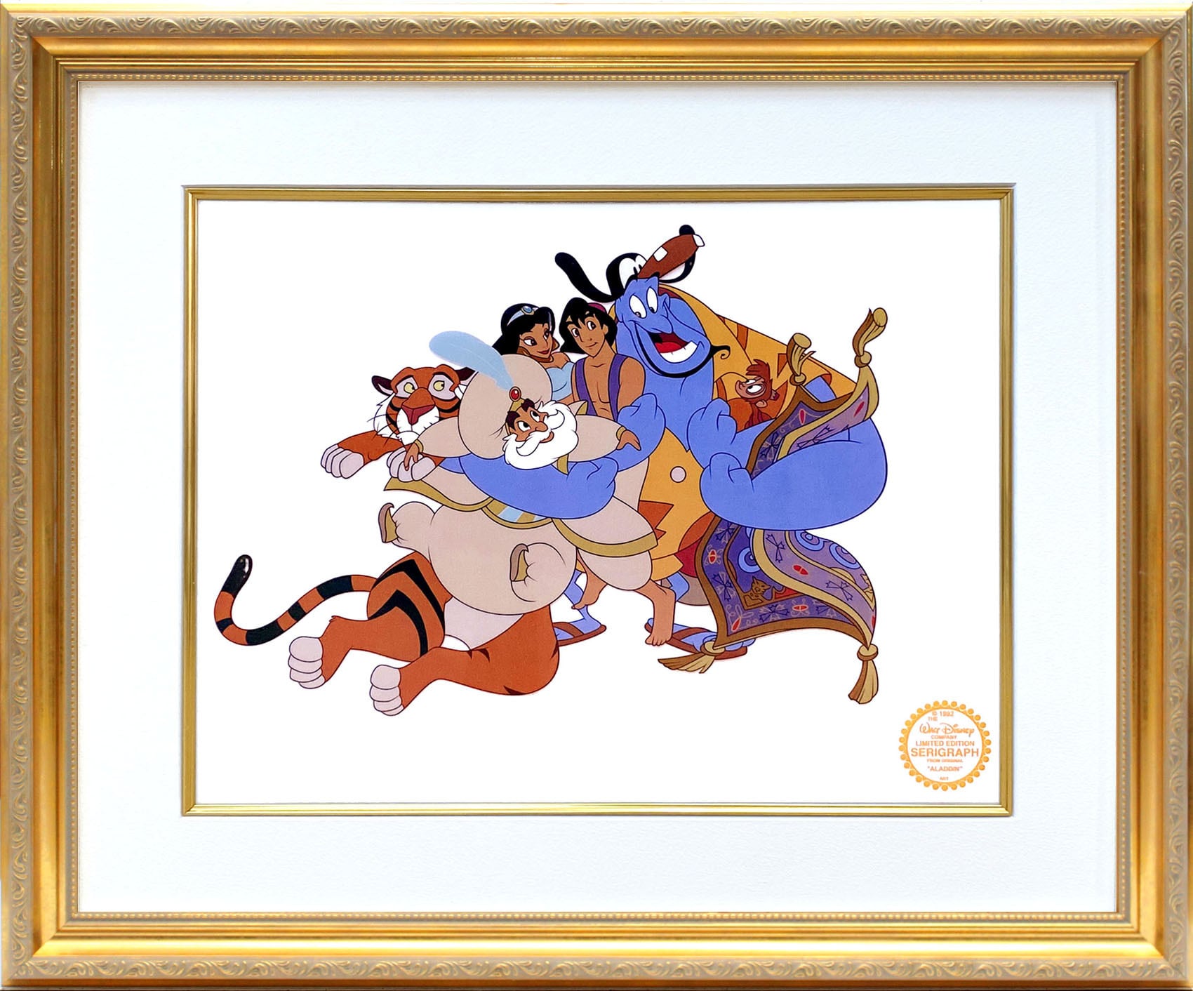 ディズニー セル画「アラジン キャスト」額縁2種選択可 展示用フック付