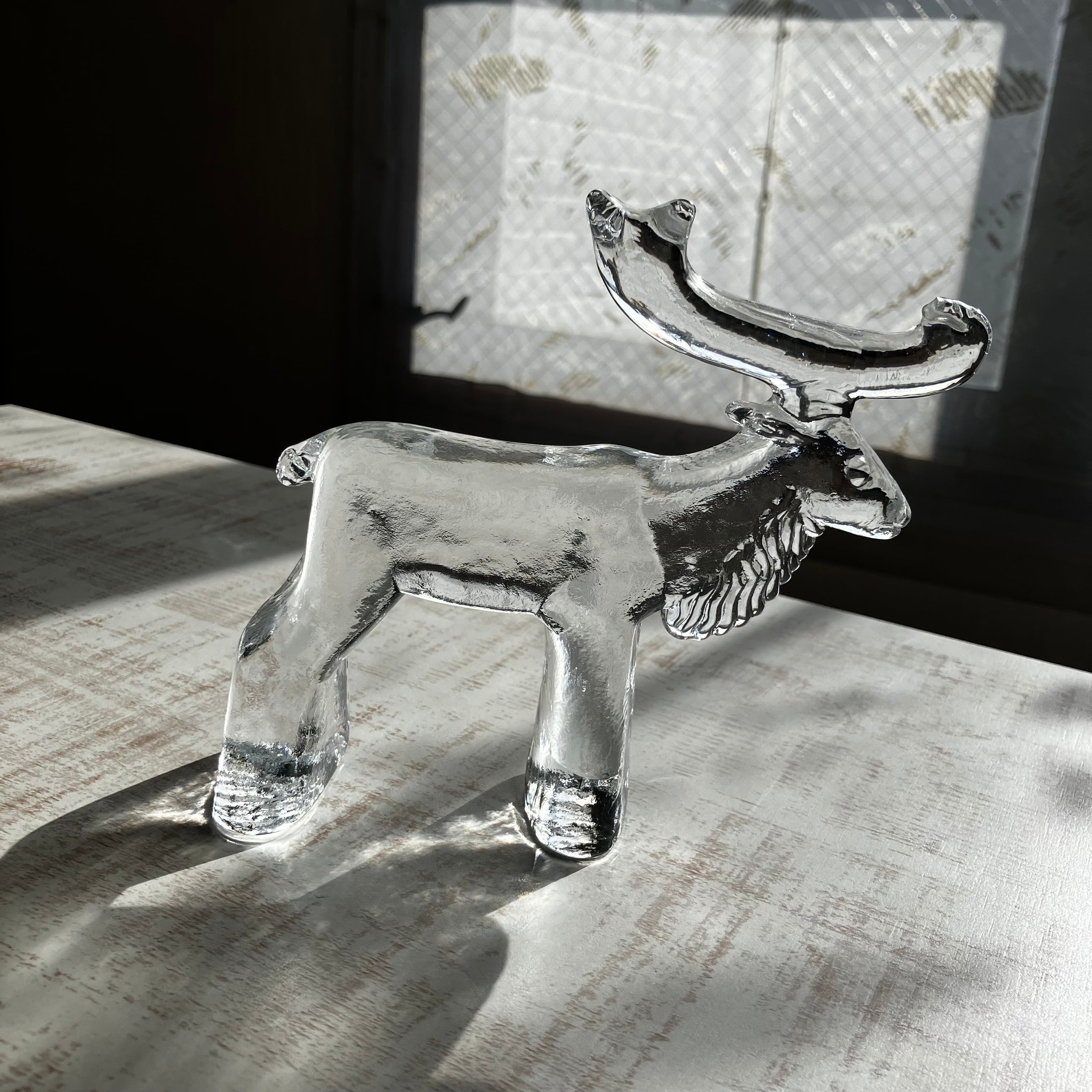 クリアガラスのトナカイ／Kosta Boda／バーティルヴァリーン／Bertil