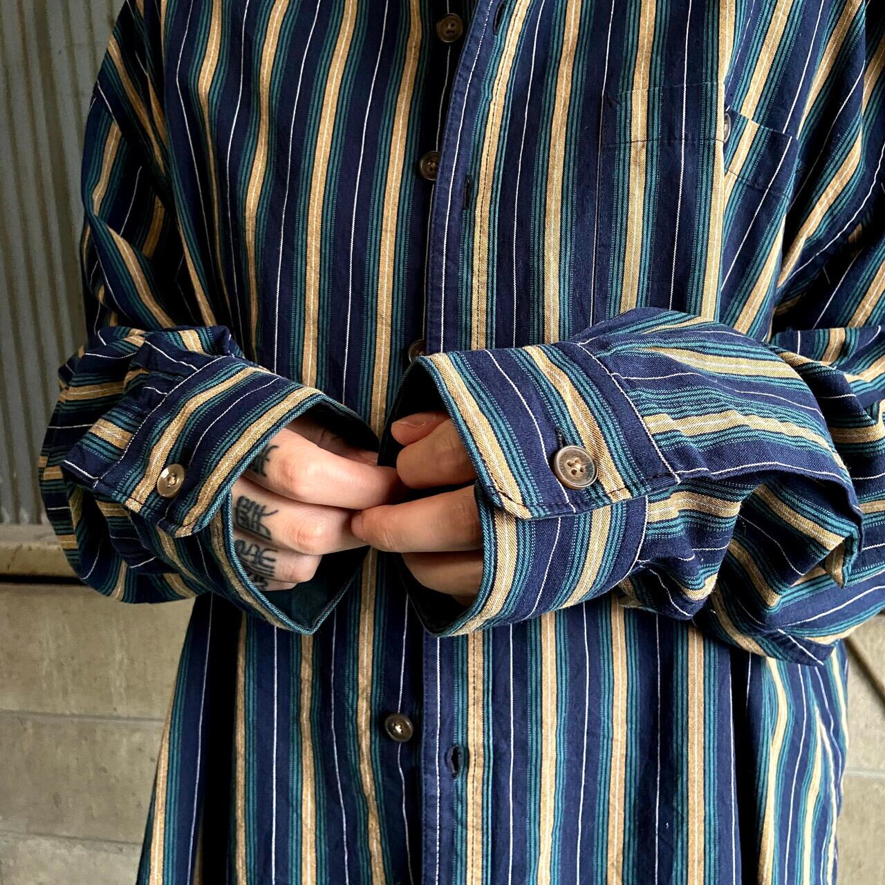 ビッグサイズ 90年代 SCHMIDT WORKWEAR 長袖 マルチストライプシャツ