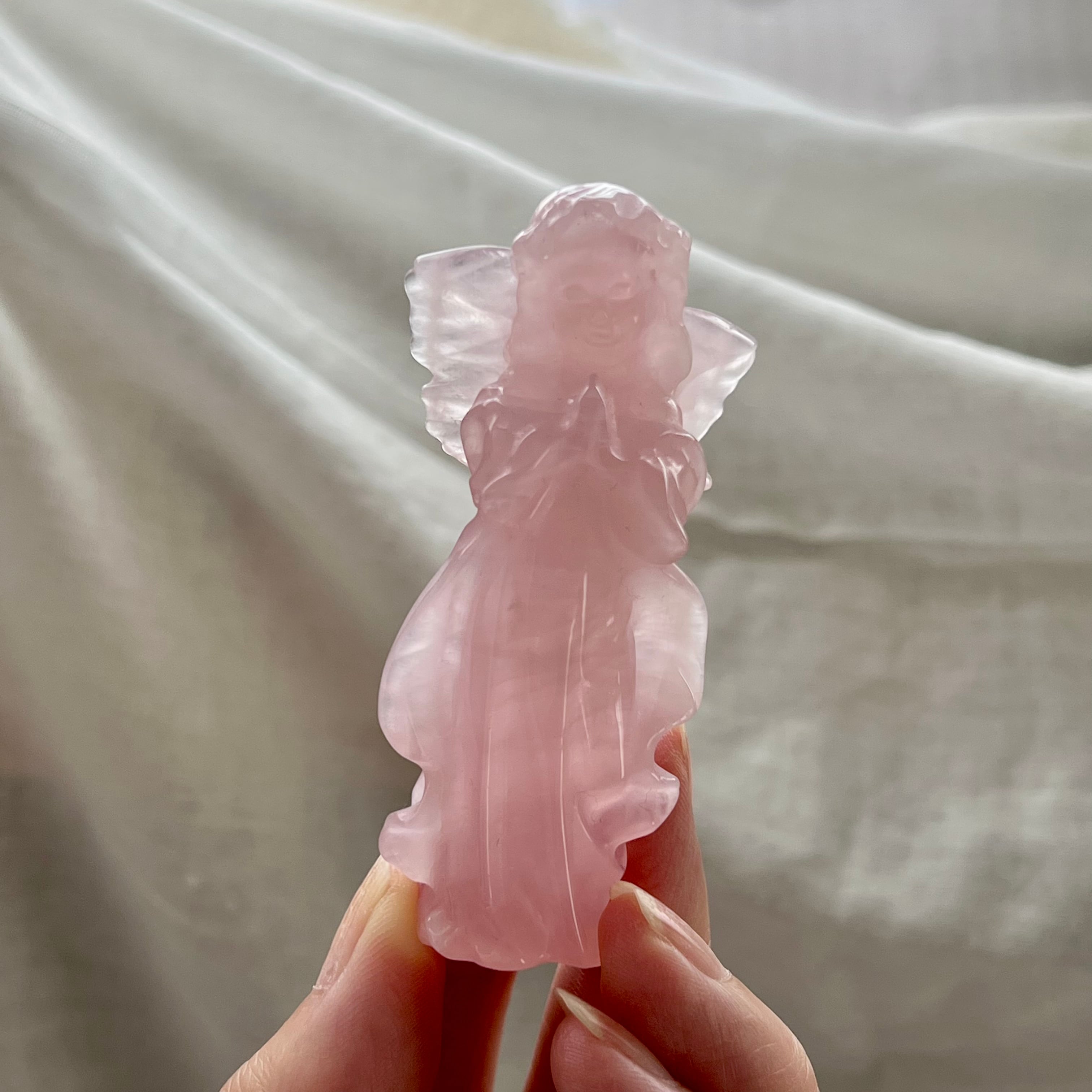再販!愛の石ローズクォーツの天使モチーフ＊エンジェル＊天然石