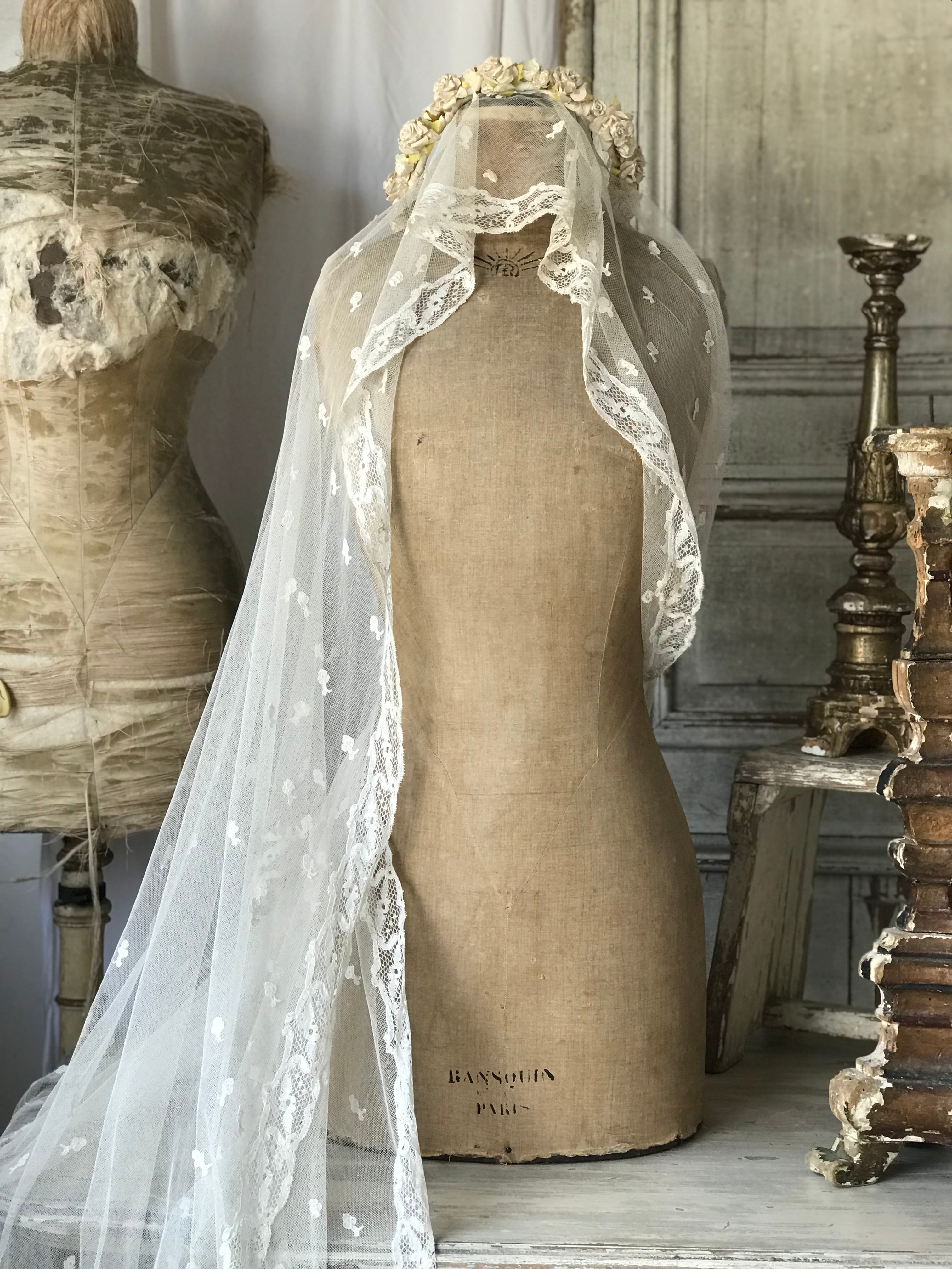 1900s初期 フランス アンティーク ウェディングベール チュールレース
