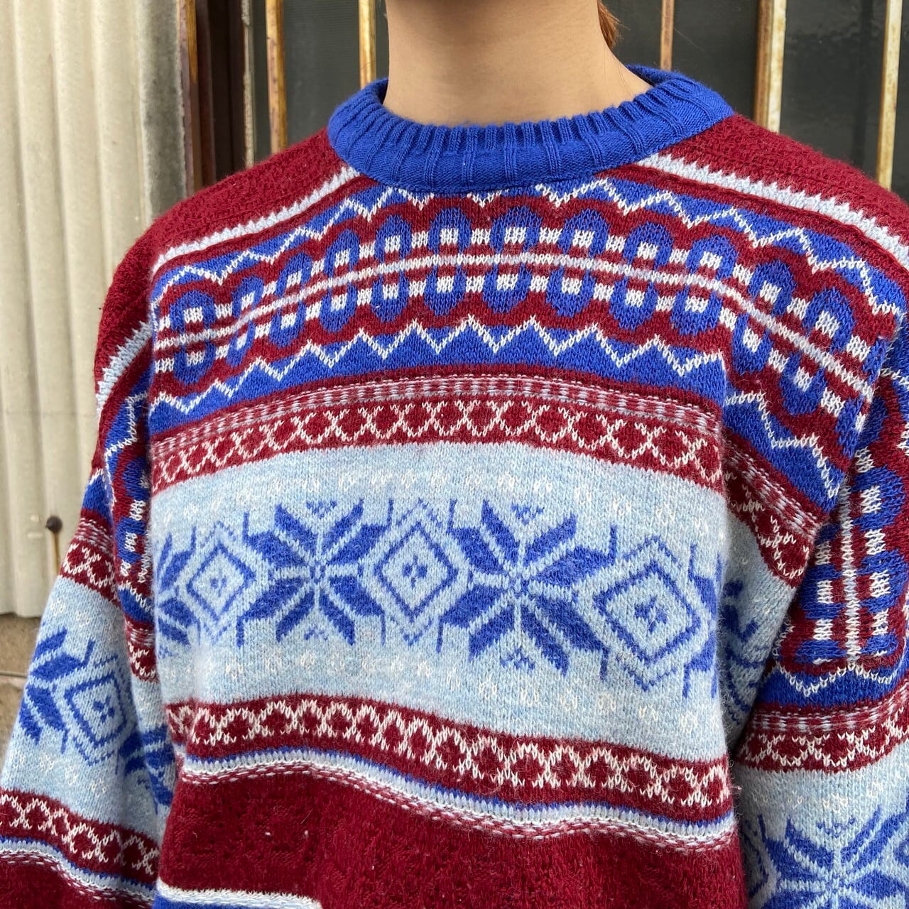 イタリア製 COLORE ITALIA ボーダー 総柄 ノルディック柄 アクリル