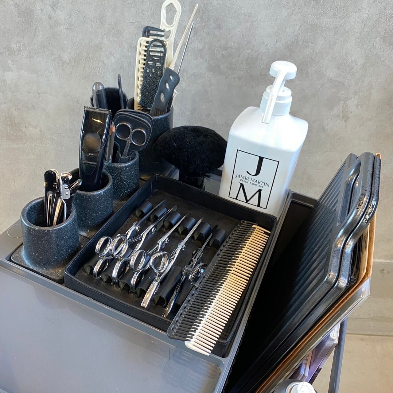 Bタイプ2段7丁置き シザートレイ シザースタンド シザーケース ハサミ