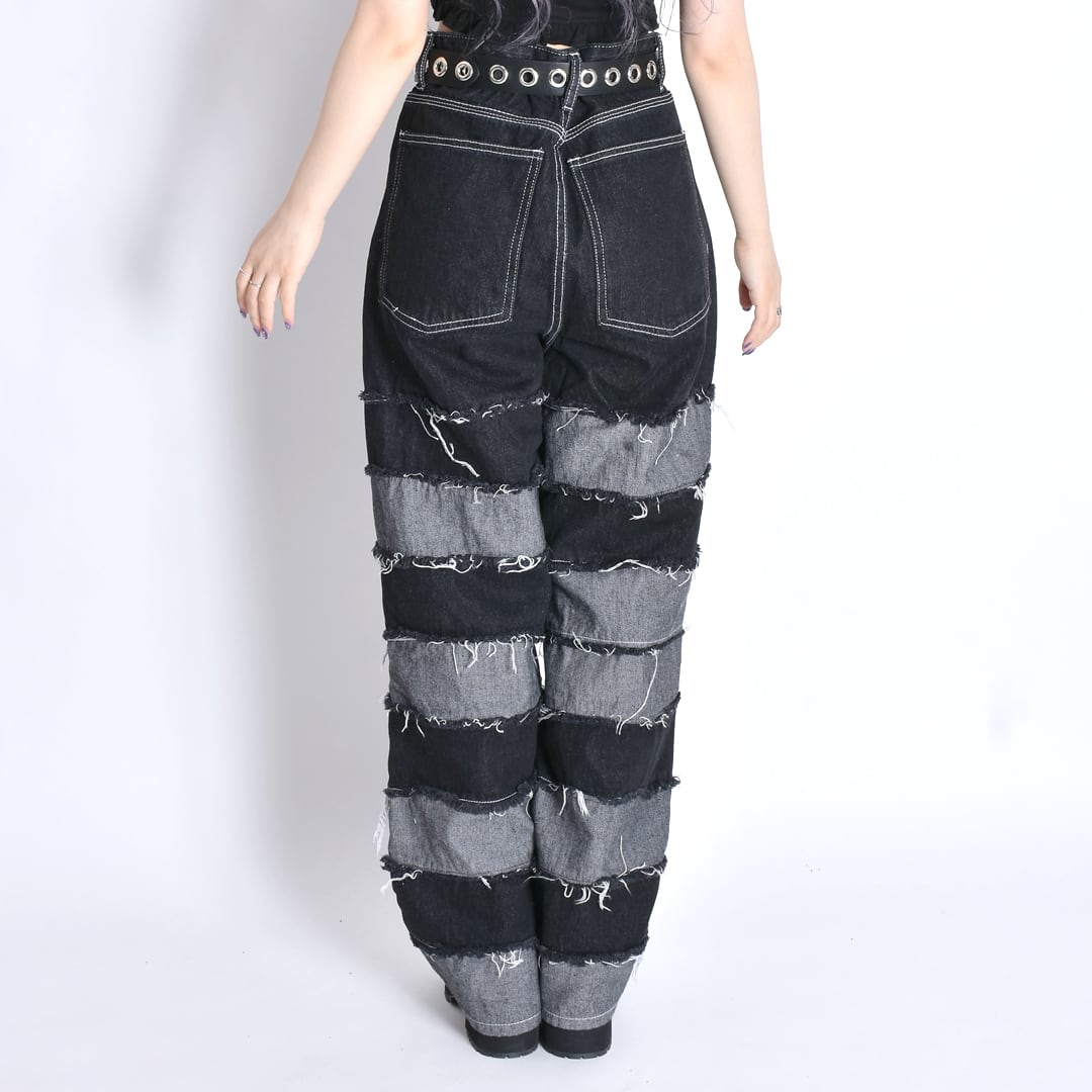 パッチワーク ブラックデニムパンツ | VOLCAN&APHRODITE