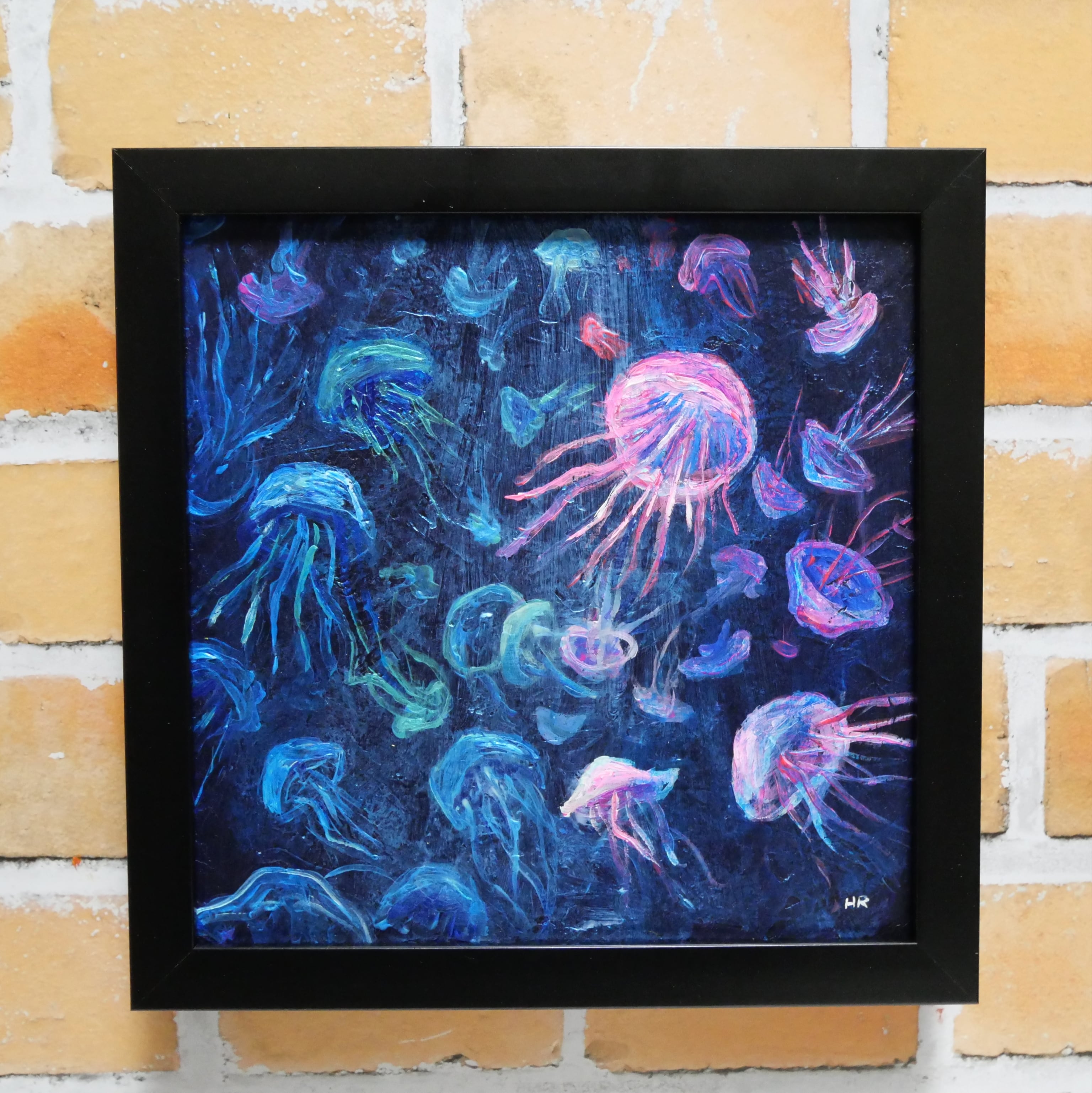 油絵 ミニ絵画 【クラゲの水族館】 | HIROSHI1990