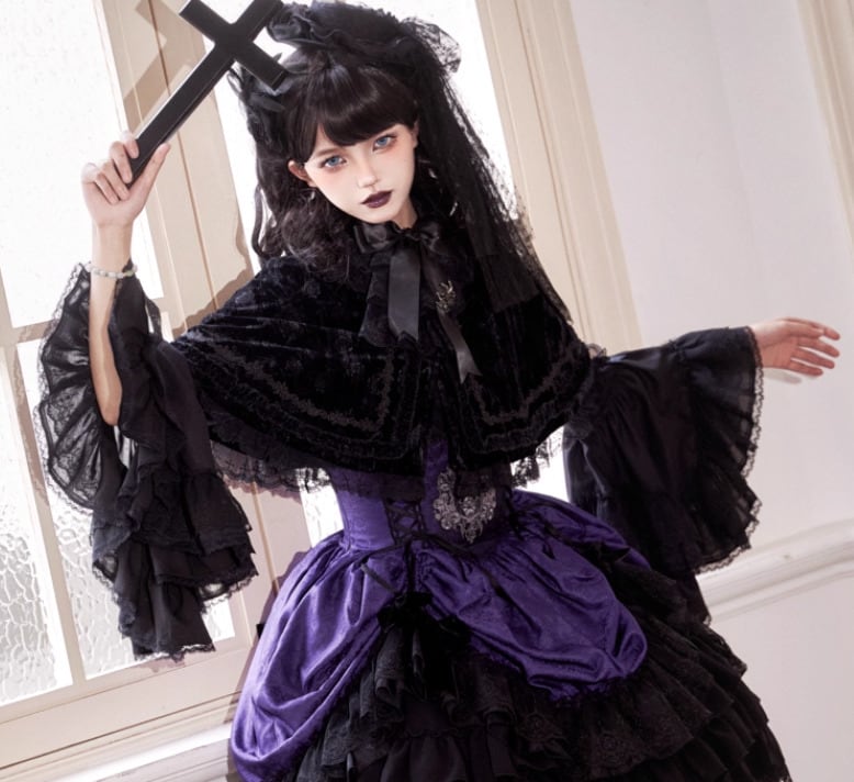 ロリータファッション ゴスロリ ケープ のみ ベルベット 暗黒系