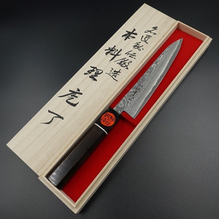 誠貴作 ペティナイフ 包丁 羽々斬 スーパーゴールドII ダマスカス