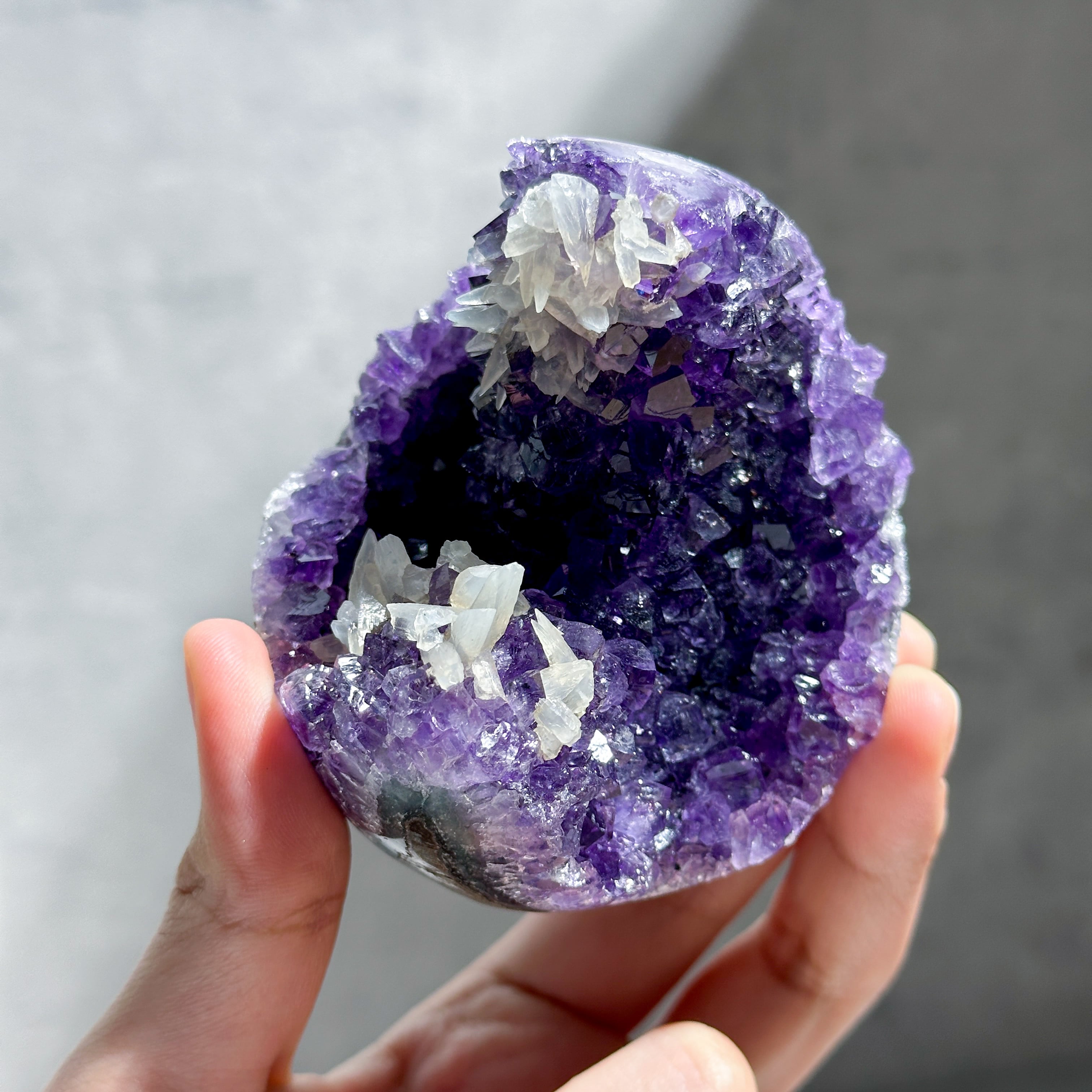 ウルグアイ産アメジストwithカルサイト 原石 大01◇ Amethyst ◇天然石