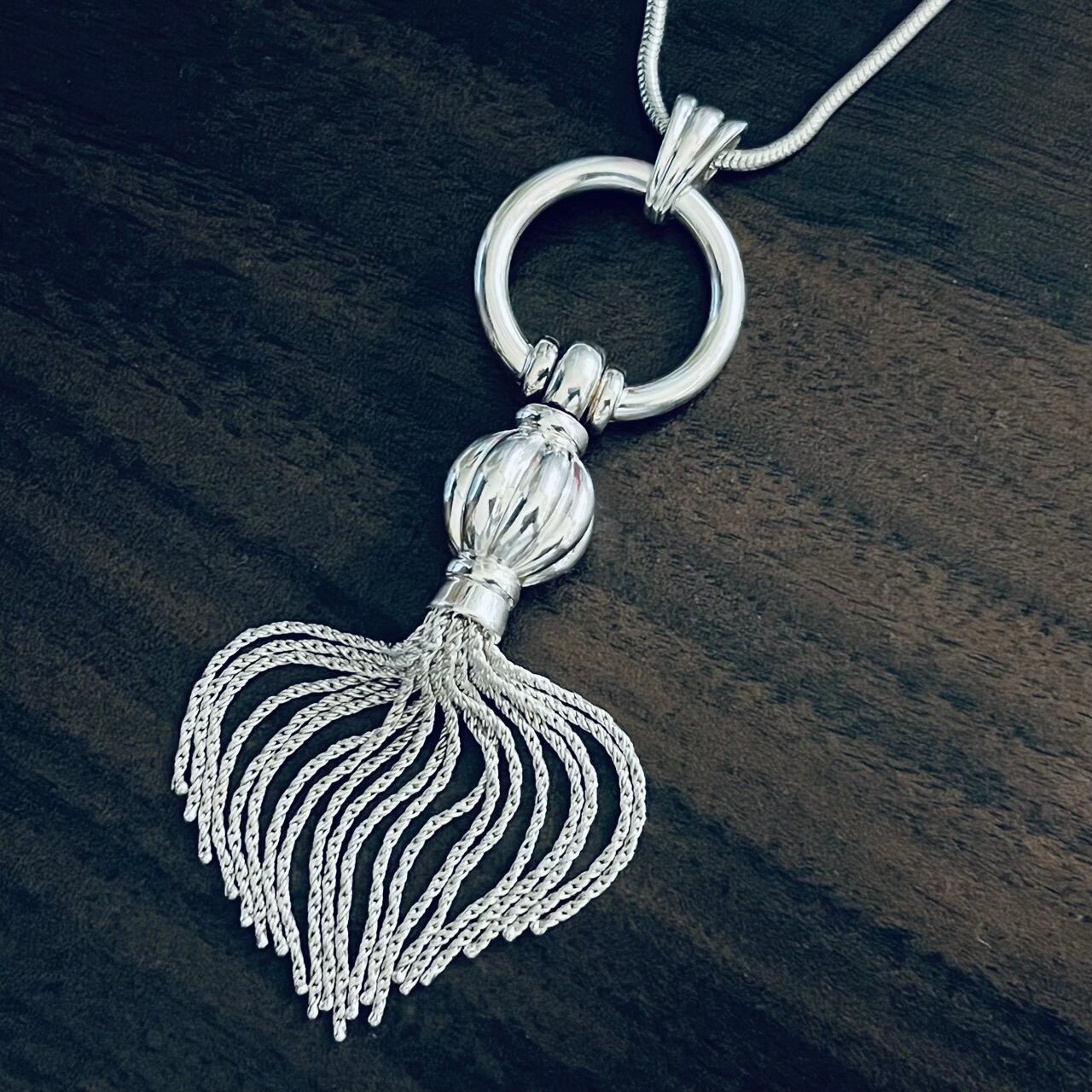 VINTAGE TIFFANY & CO. Tassel Pendant Necklace Snake Chain Sterling