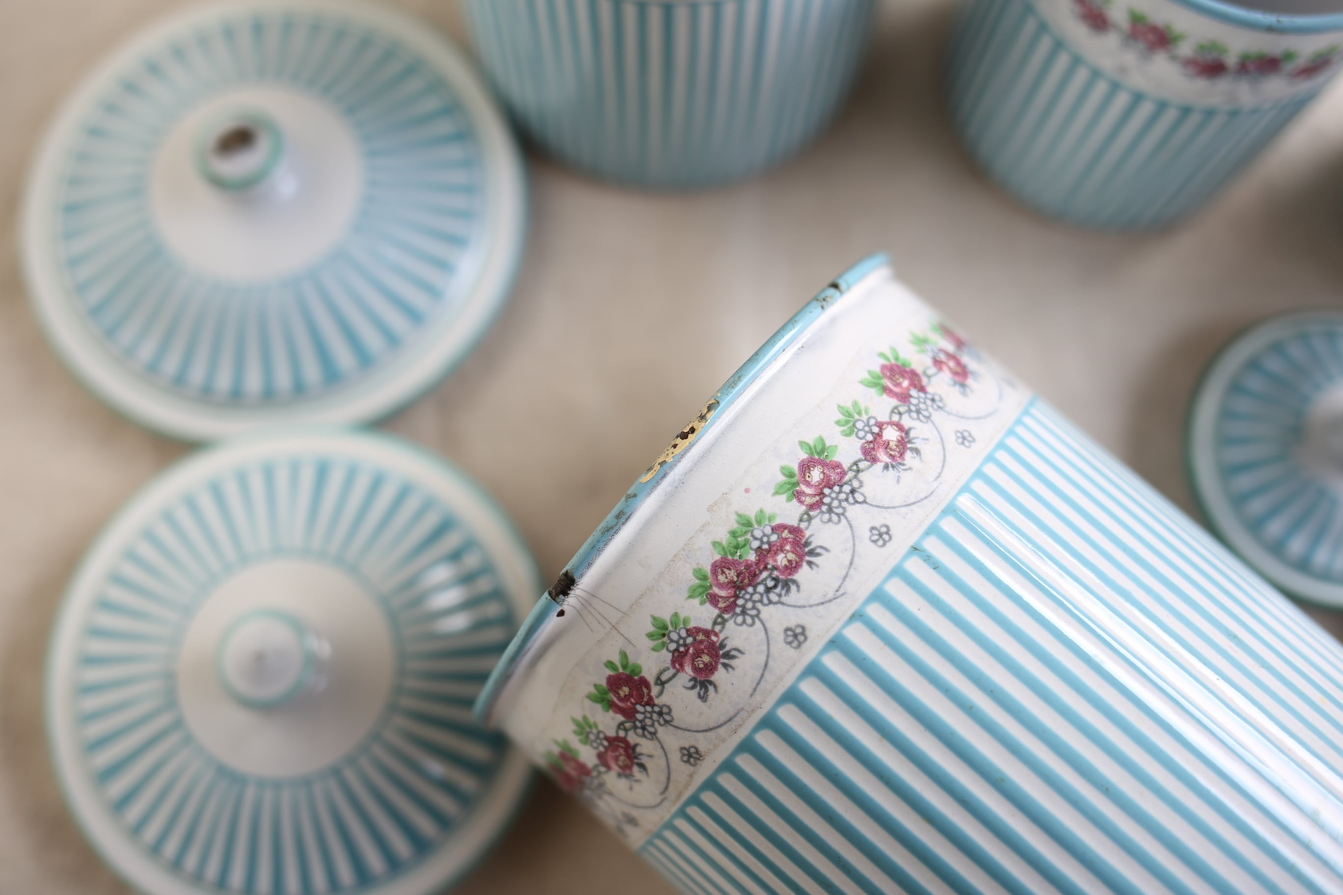 フランス アンティーク ヴィンテージ BB社 キャニスター ローズ