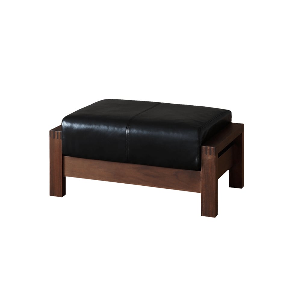 オットマン スツール 低め 天然木 ウッド 本革 高級 椅子 幅84 奥行52