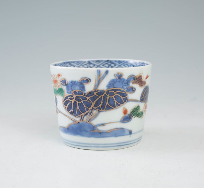 伊万里染付竹図蕎麦猪口 骨董 古伊万里 R1242ダS 伊万里染付竹図蕎麦