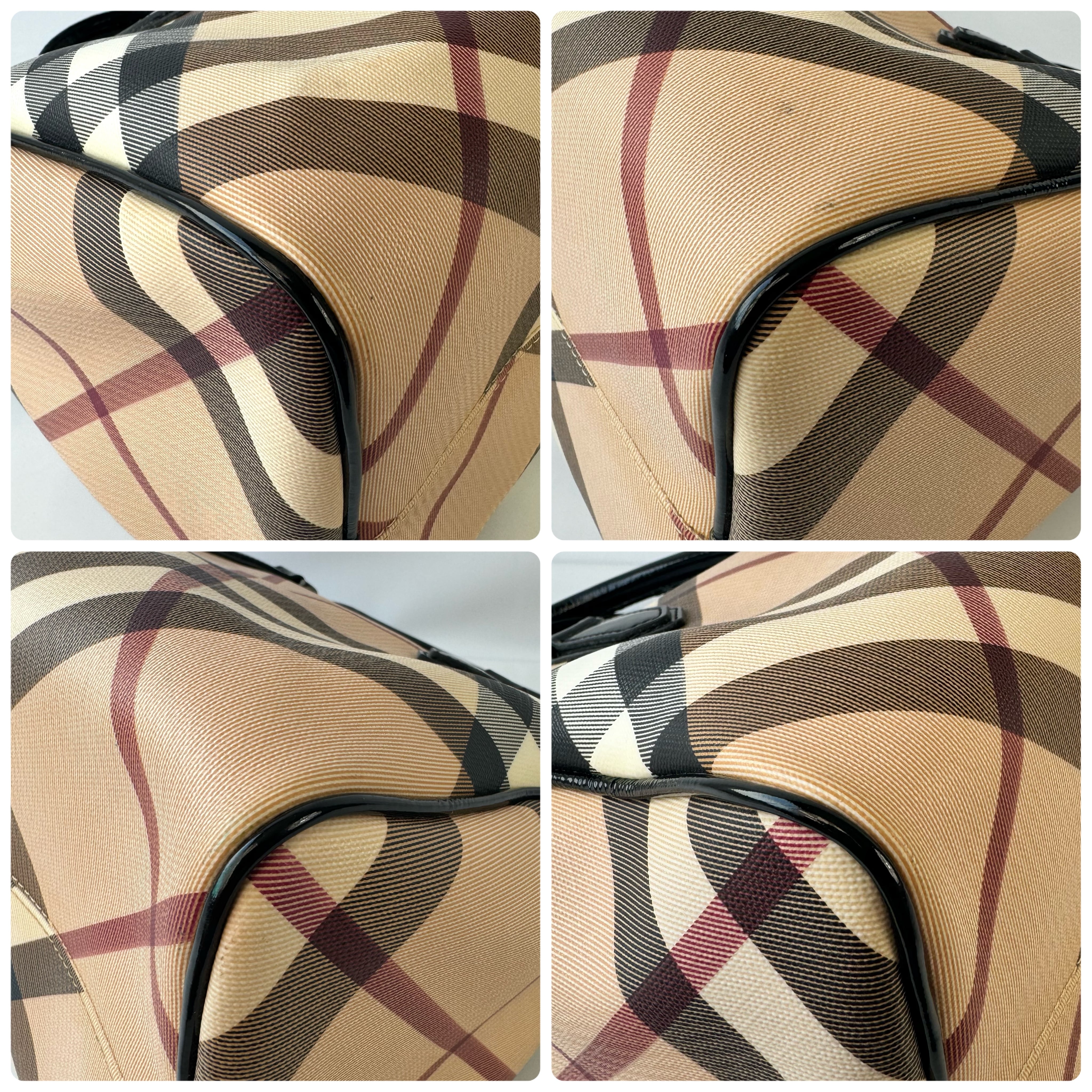 バーバリー ミニボストンバッグ ノバチェック メガチェック PVC×レザー