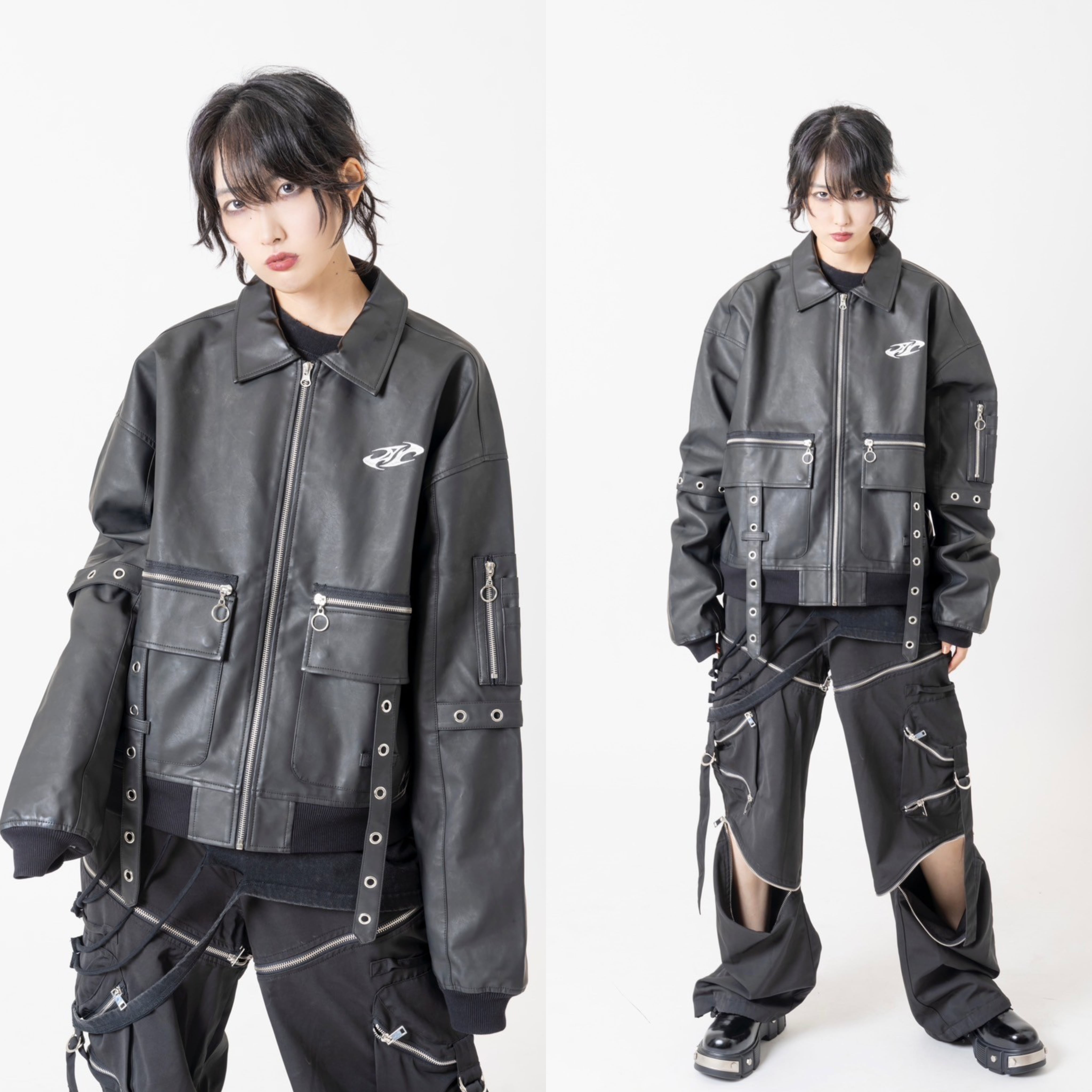 BARCON PUレザーブルゾン グランジ Y2K | 韓国系ユニセックスTHICC