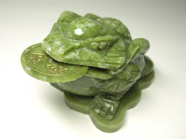金運上昇！開運 金蟾 ( キンセン ゼニガエル) 軟翡翠製 ＜風水グッズ