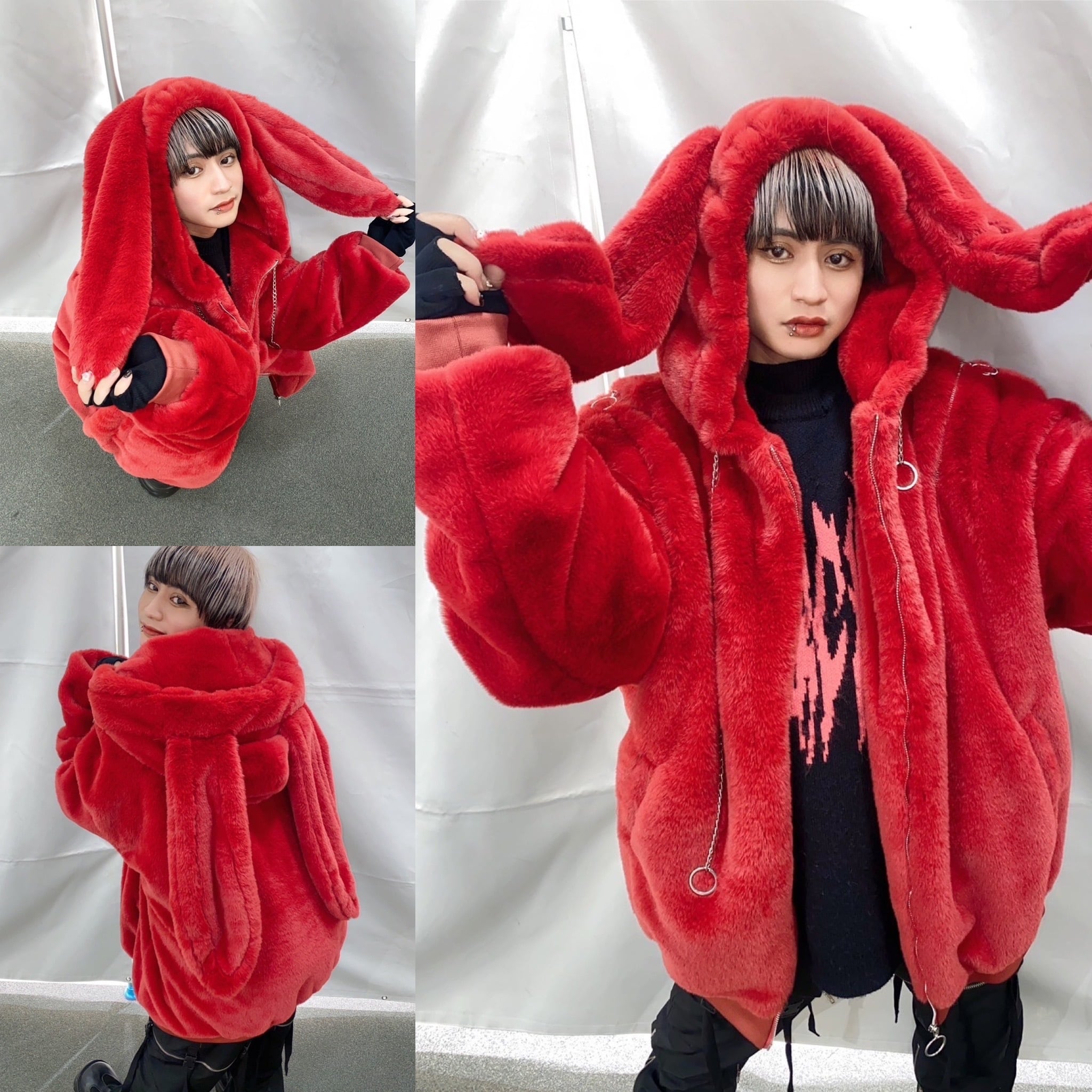 PSYNYXX ウサ耳ファーブルゾン サブカル 地雷系 うさぎ アウター 冬服