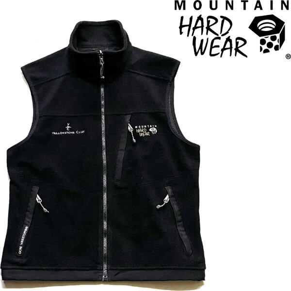 1点物◇マウンテンハードウェア黒フリースベスト中古ジレ古着メンズML